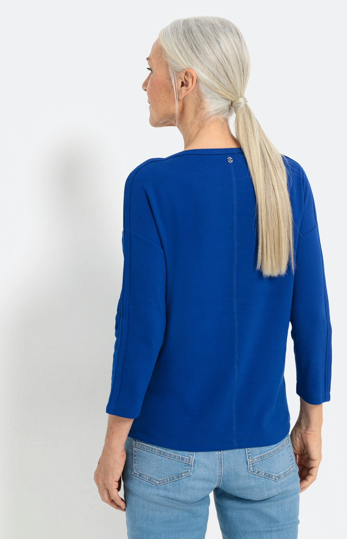 Geripptes Sweatshirt mit 3/4-Ärmel