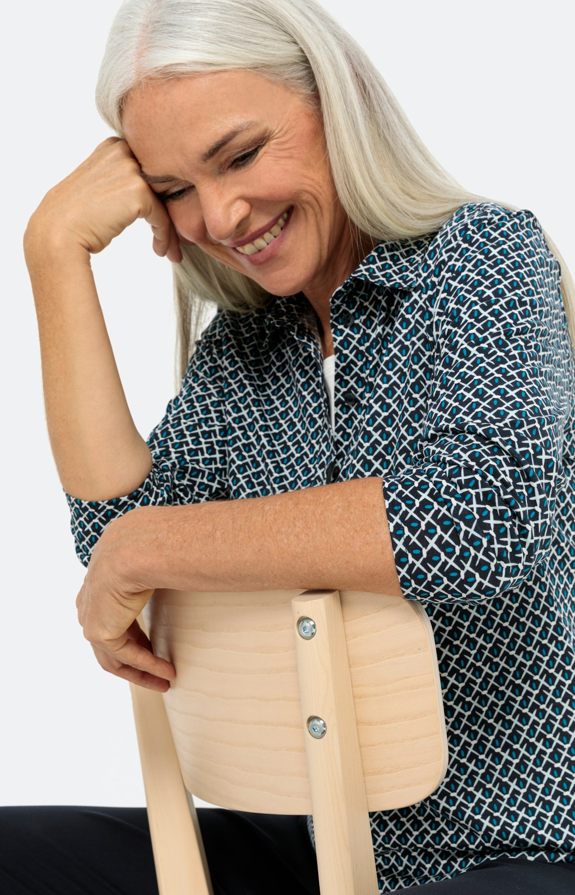 Shirt met kraag en 3/4-mouwen