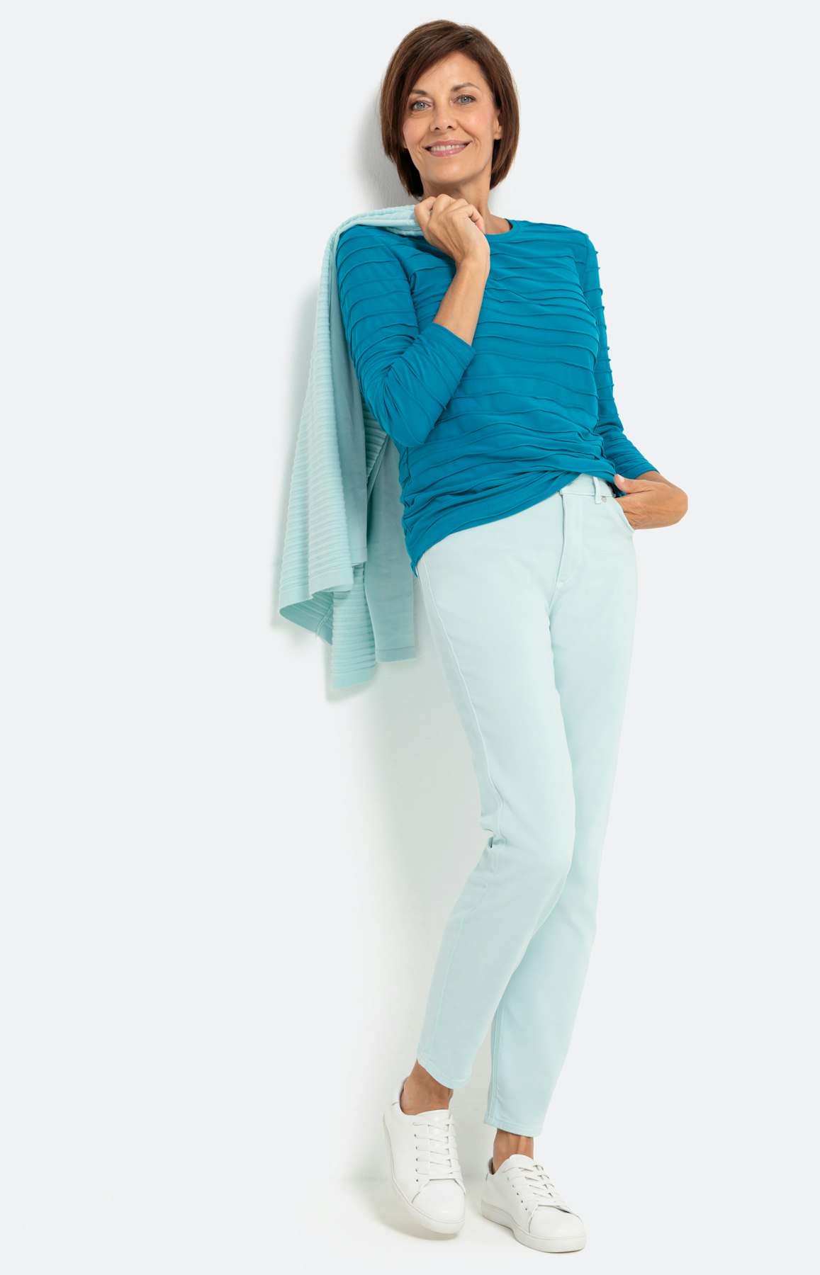 Gestructureerd shirt met 3/4-mouwen