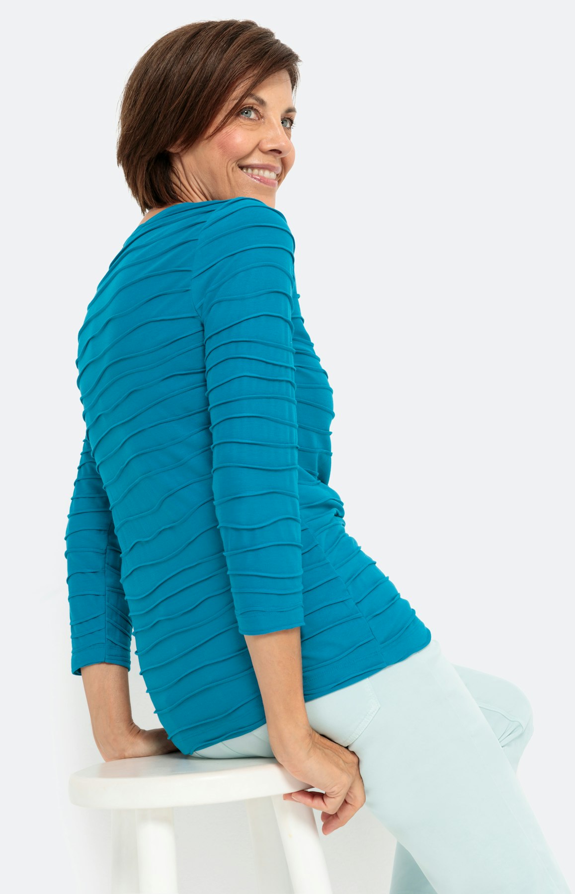 Gestructureerd shirt met 3/4-mouwen