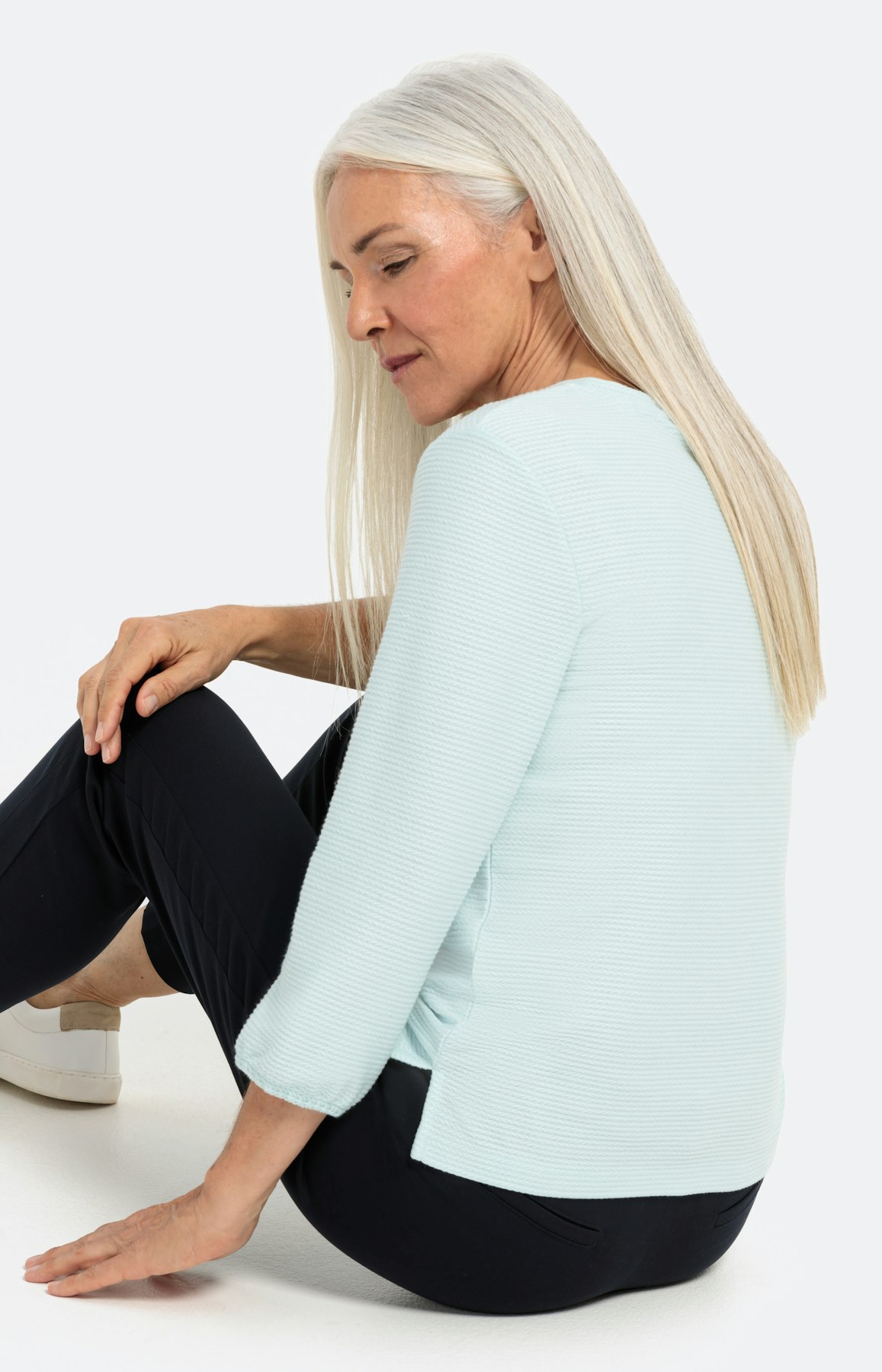 Strukturiertes Shirt mit 3/4-Ärmel