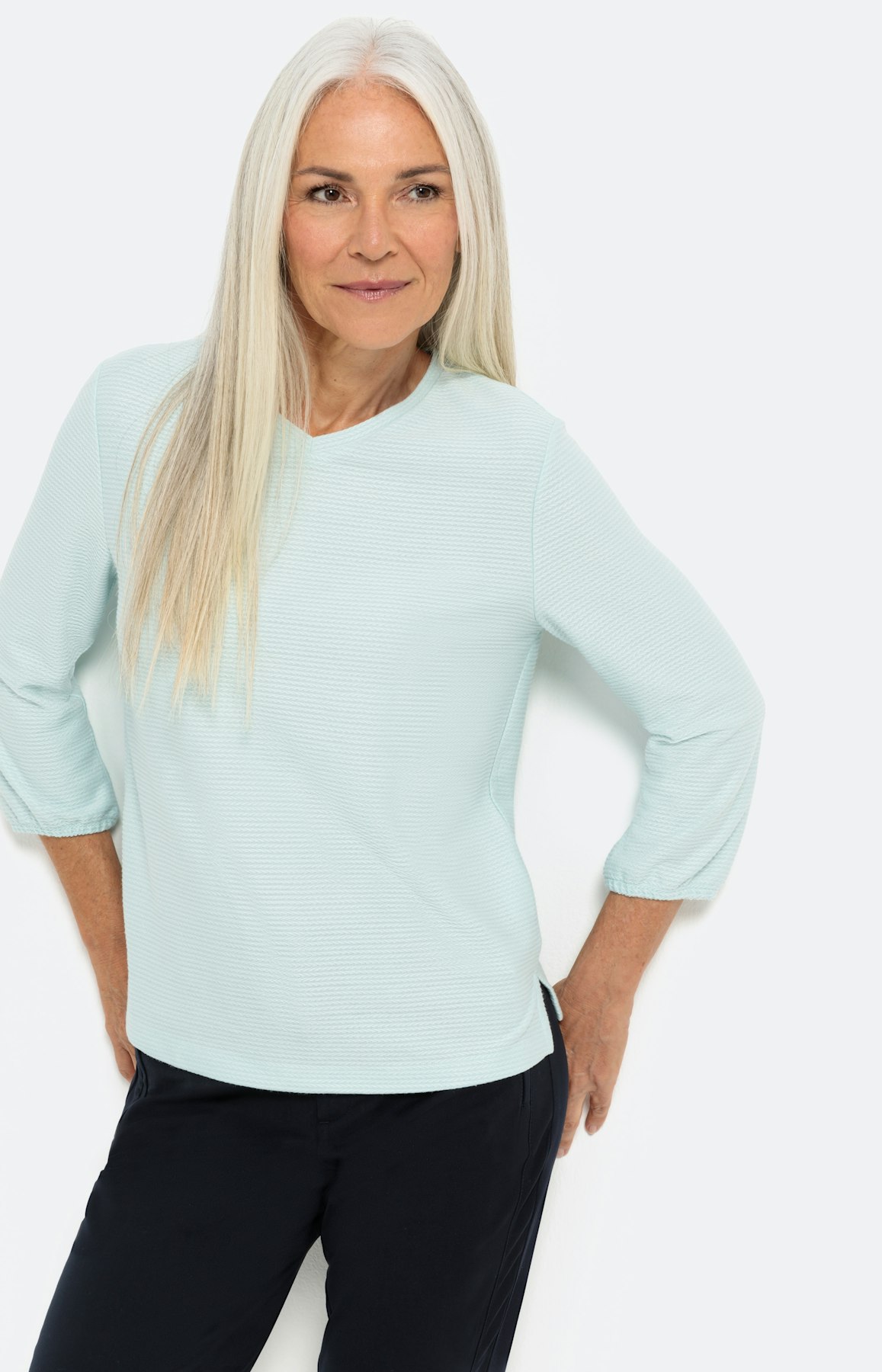 Strukturiertes Shirt mit 3/4-Ärmel