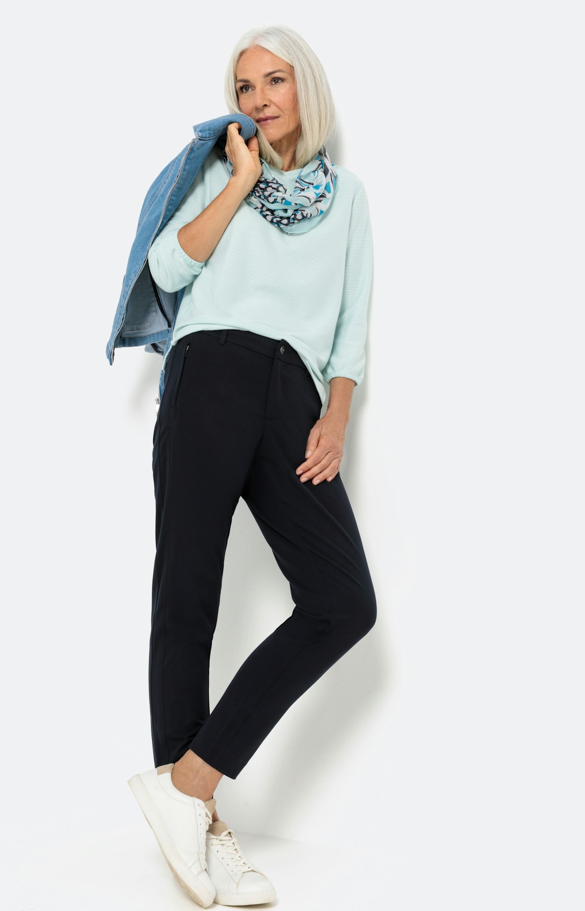 Strukturiertes Shirt mit 3/4-Ärmel