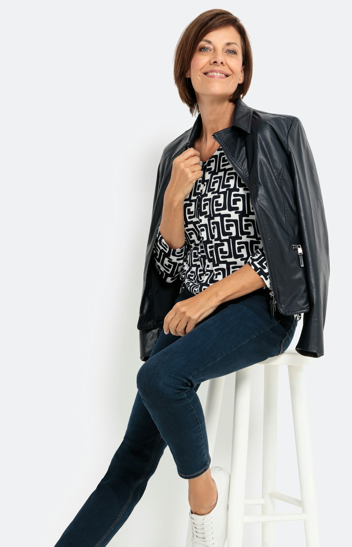 Grafisch gedessineerd shirt met 3/4-mouw