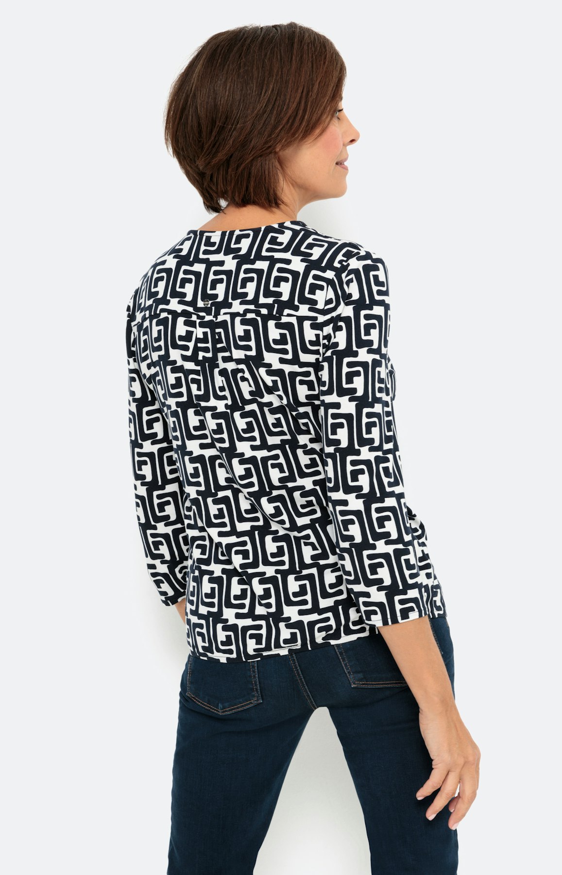 Grafisch gedessineerd shirt met 3/4-mouw