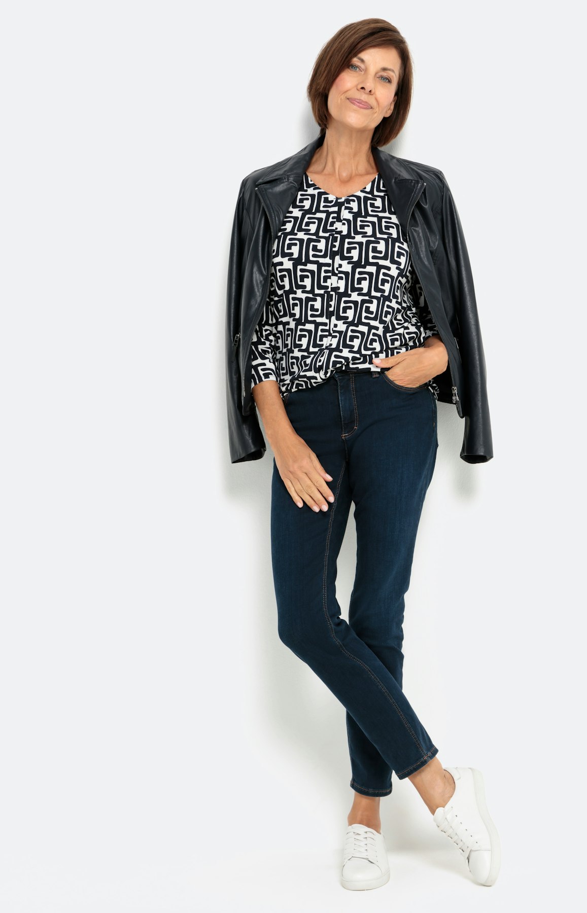 Grafisch gedessineerd shirt met 3/4-mouw