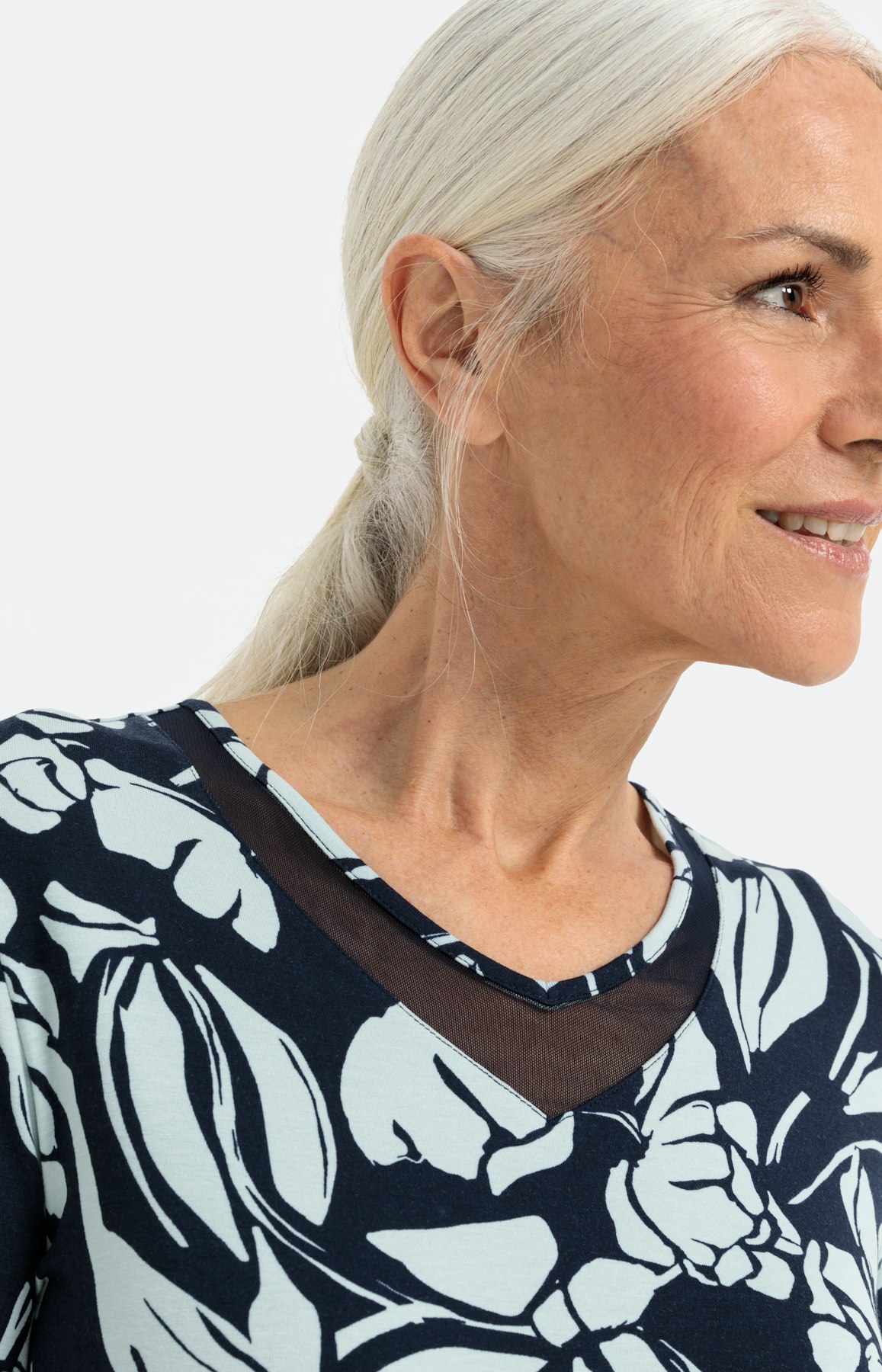 Shirt mit Mesh-Einsatz und 3/4-Ärmel