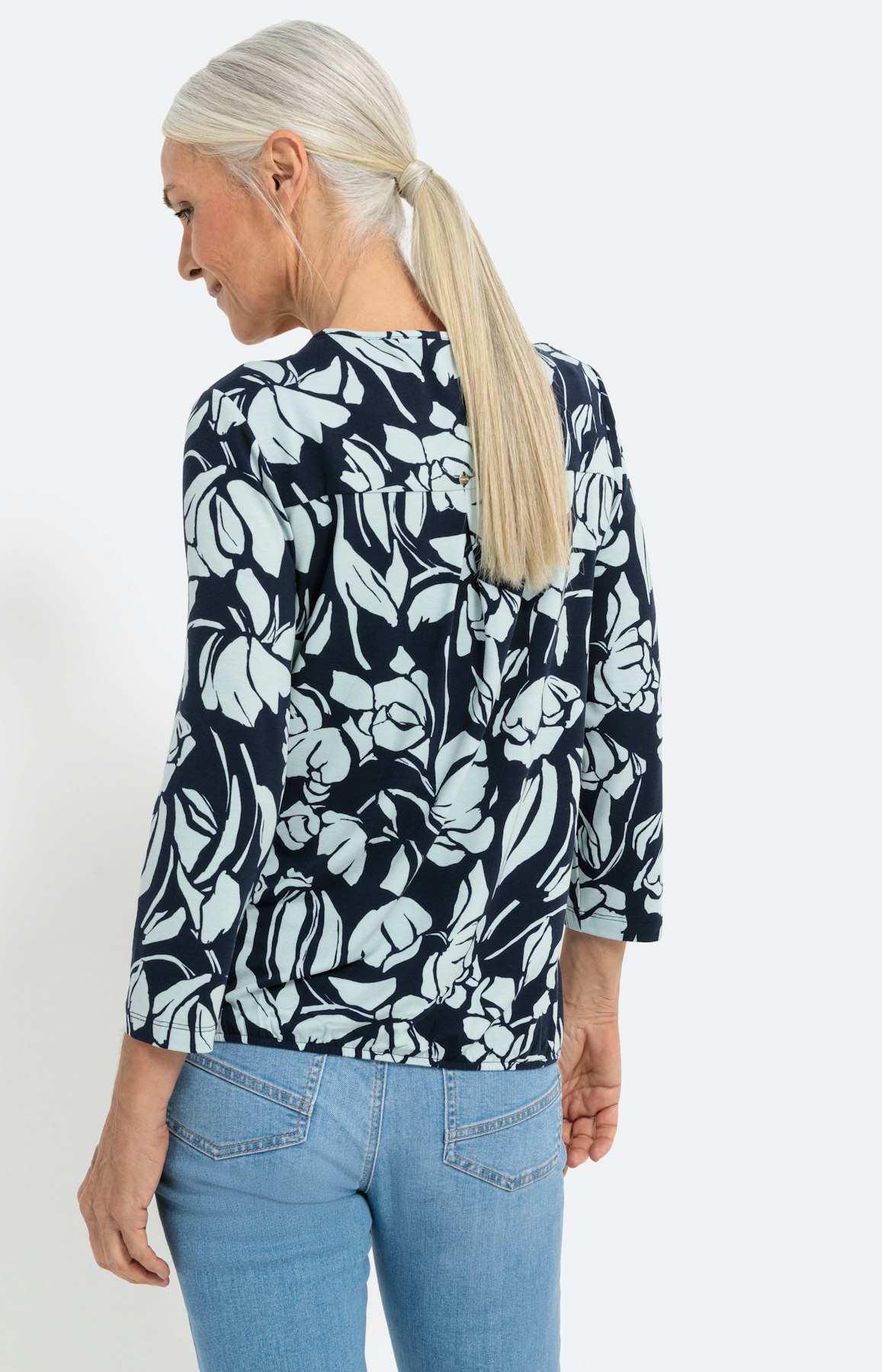 Shirt mit Mesh-Einsatz und 3/4-Ärmel