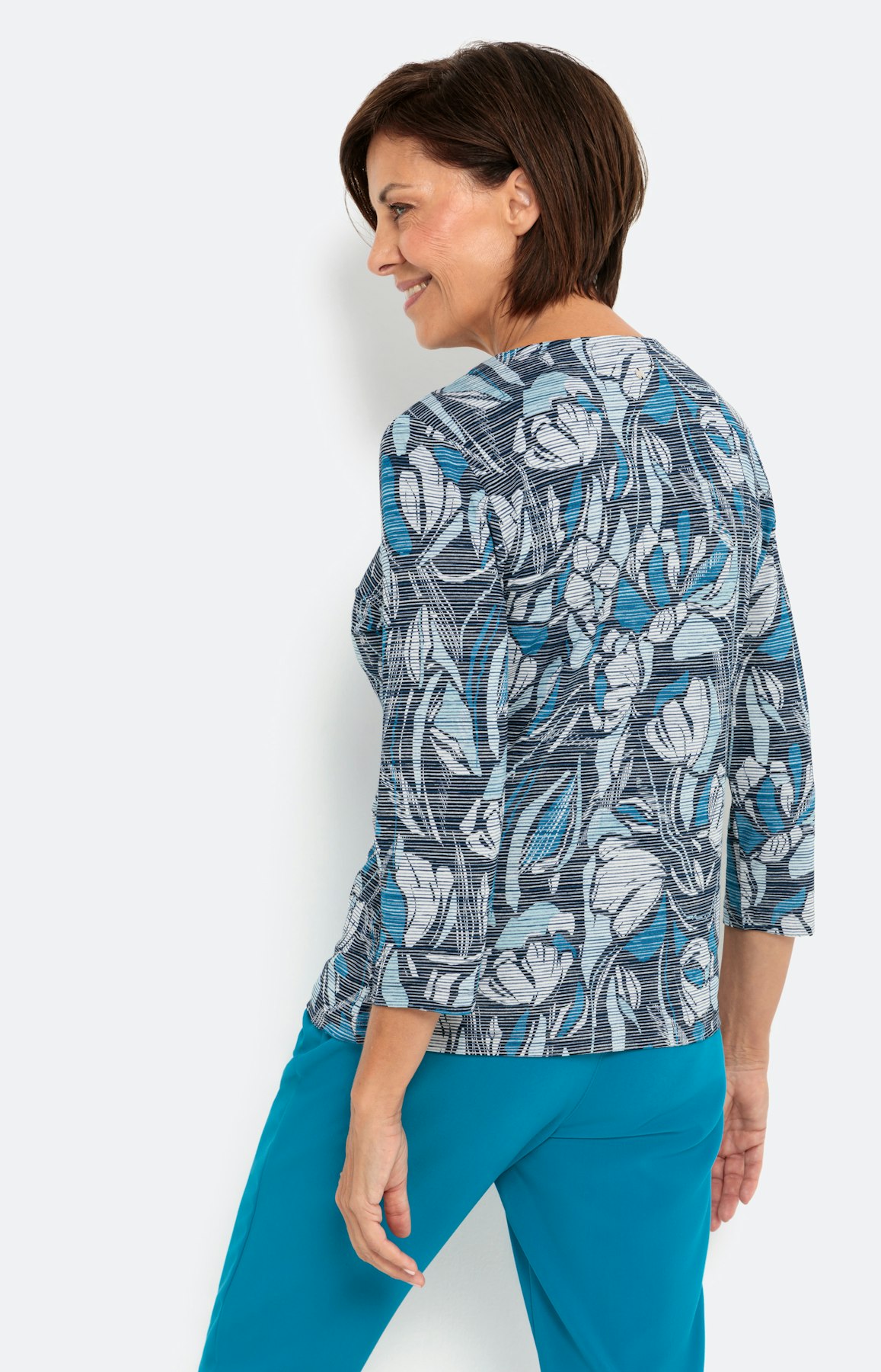 Shirt met bloemmotief en 3/4-mouwen