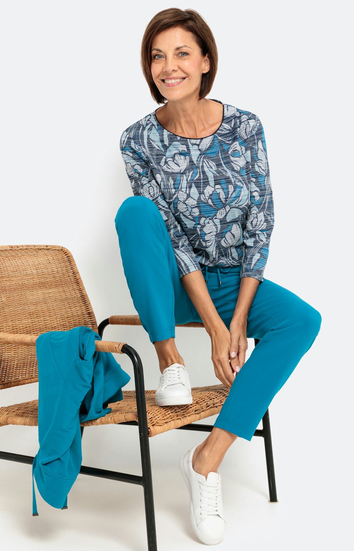 Shirt met bloemmotief en 3/4-mouwen