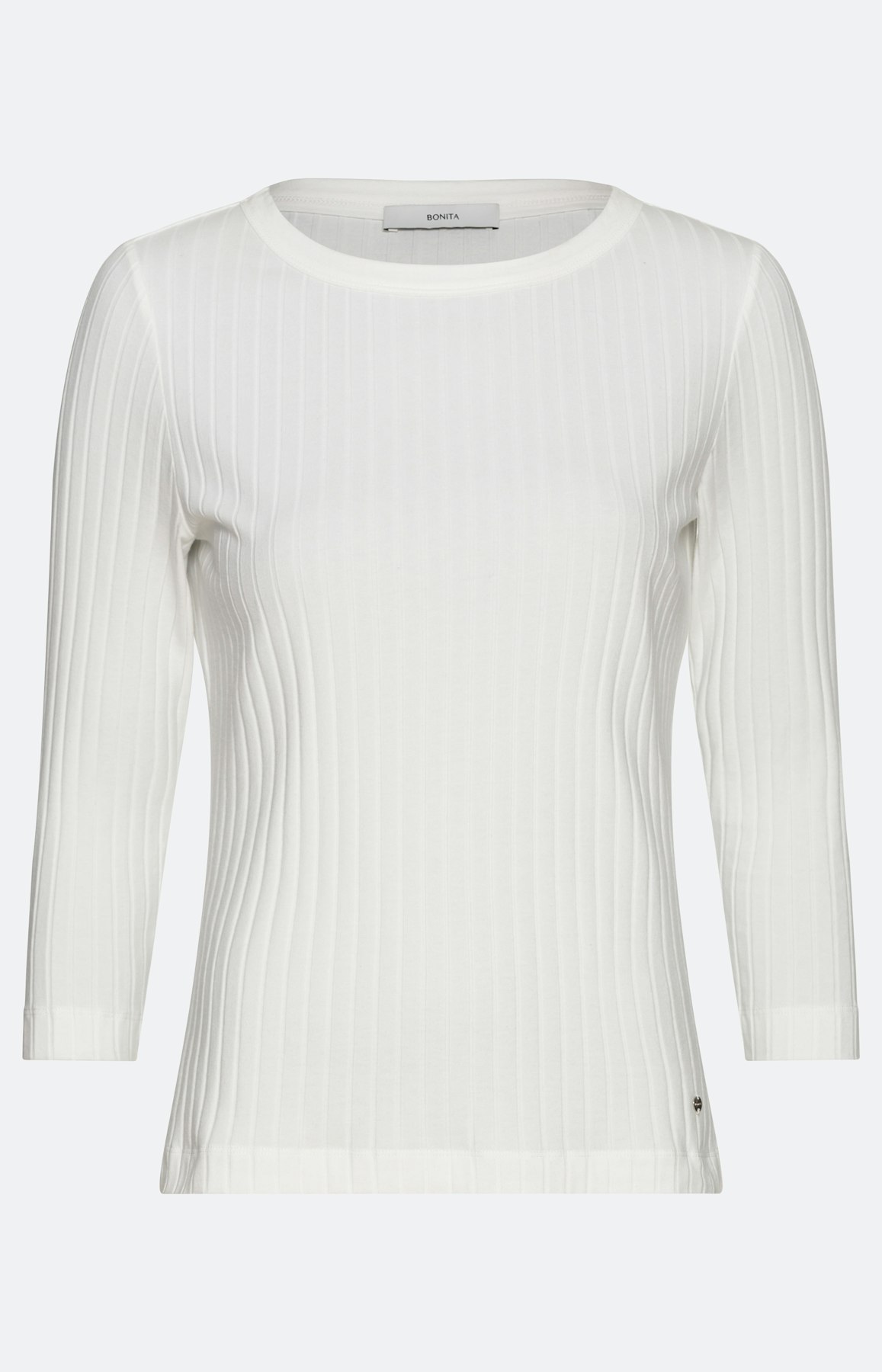 Shirt met ribstructuur en 3/4-mouwen