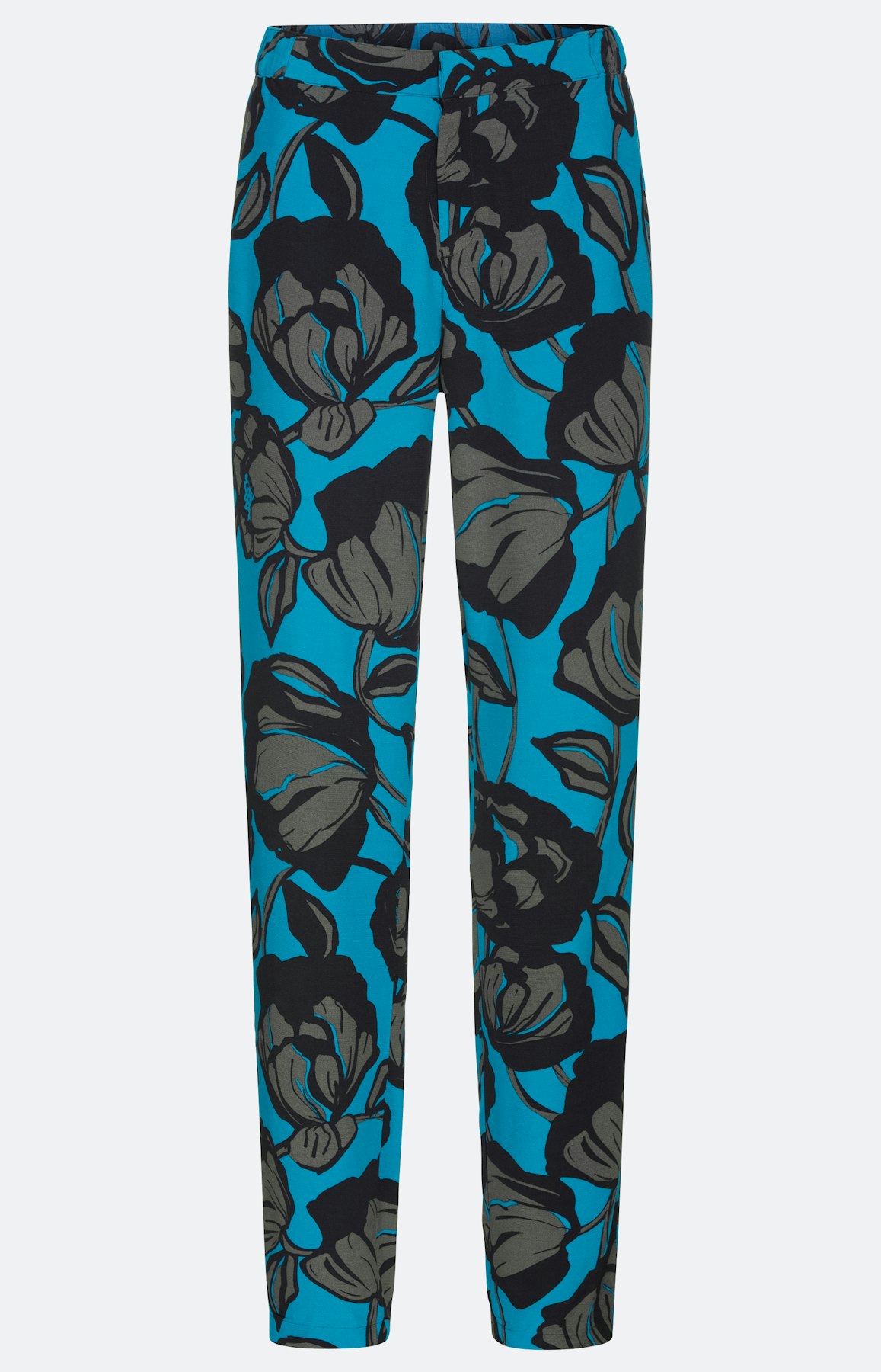 Komfort-Hose mit floralem Print, ocean