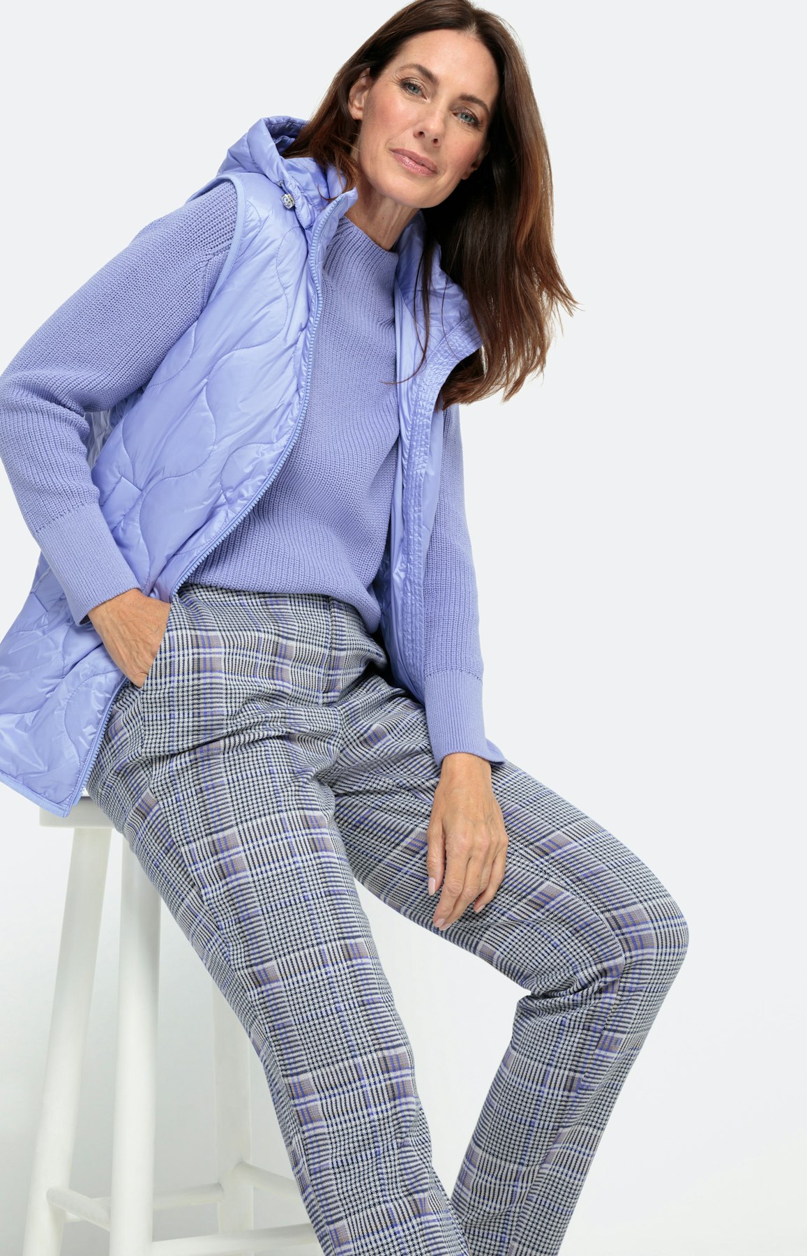 Geruite broek met persplooien