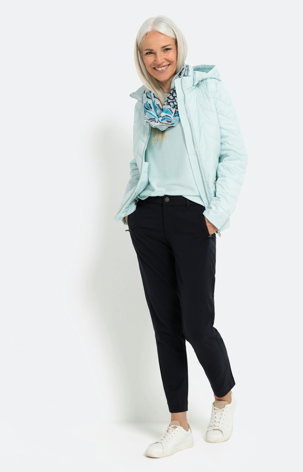 Zickzack Steppjacke mit Kapuze, mint