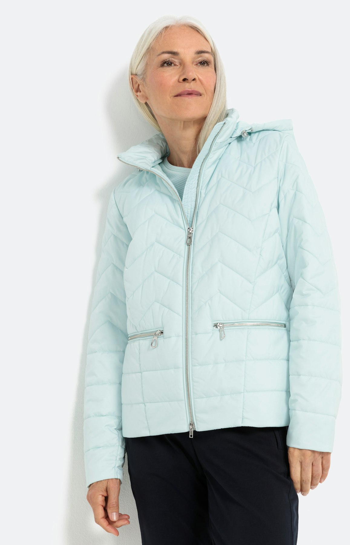 Zickzack Steppjacke mit Kapuze, mint