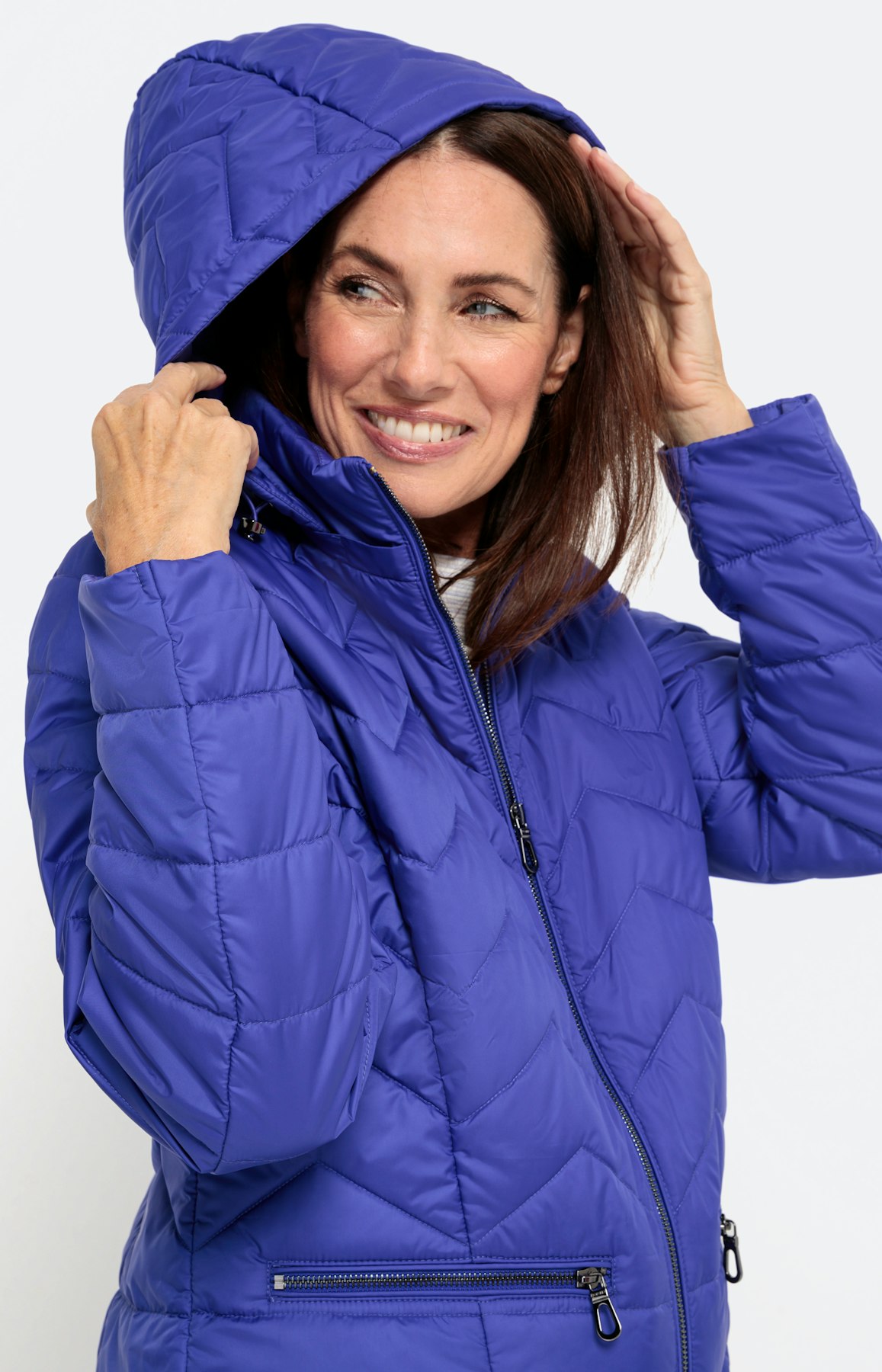 Zickzack- Steppjacke mit Kapuze, violet