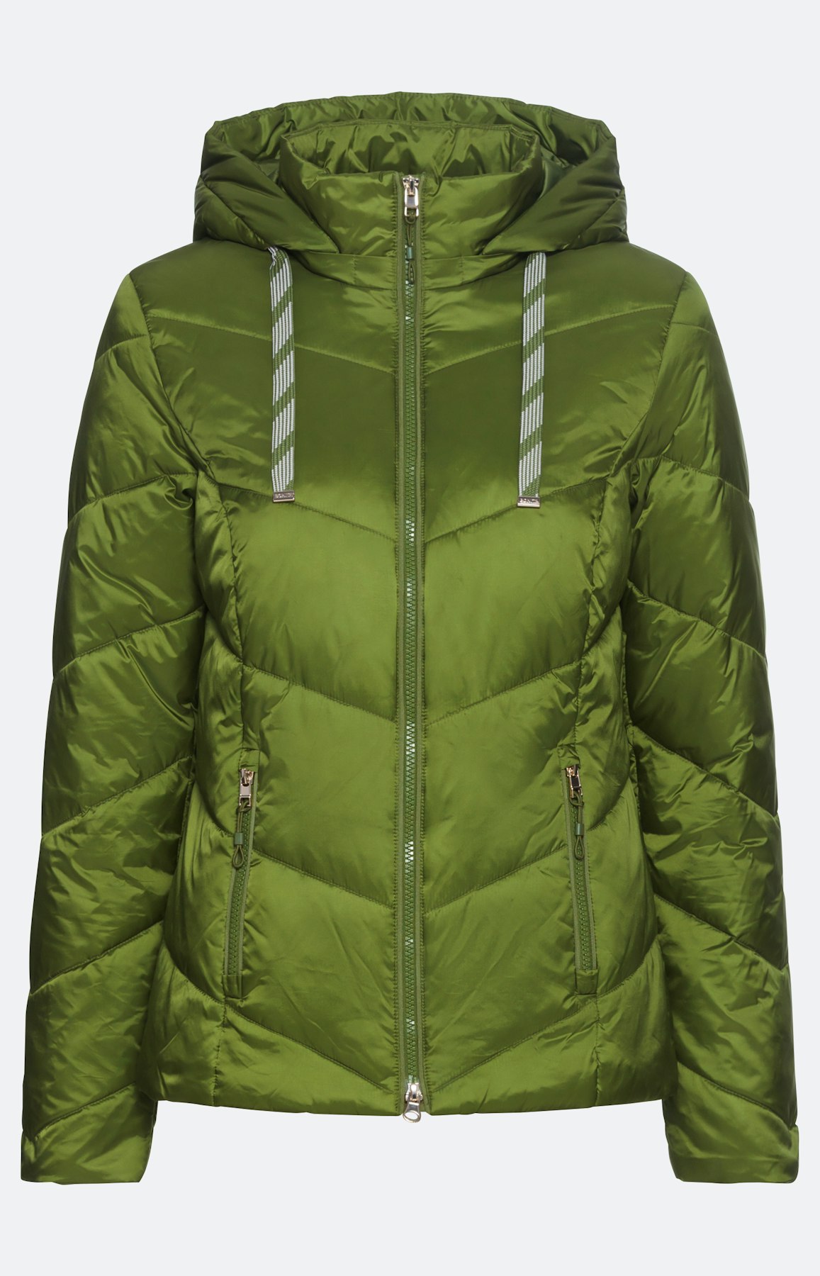 Gewatteerde jas met capuchon, groen