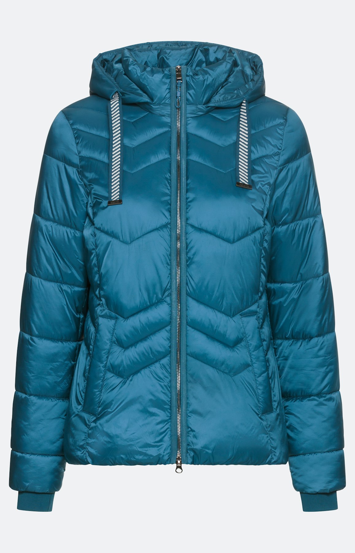 Jas met zigzagstiksel, petrol