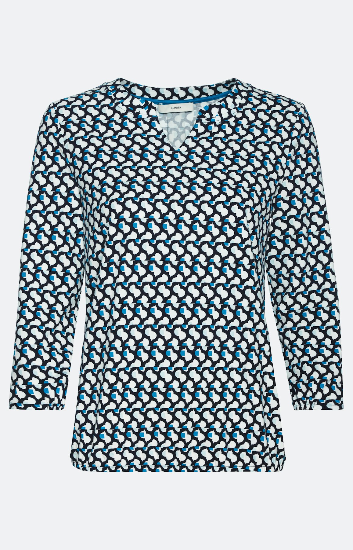 Shirt met 3/4-mouwen en V-hals