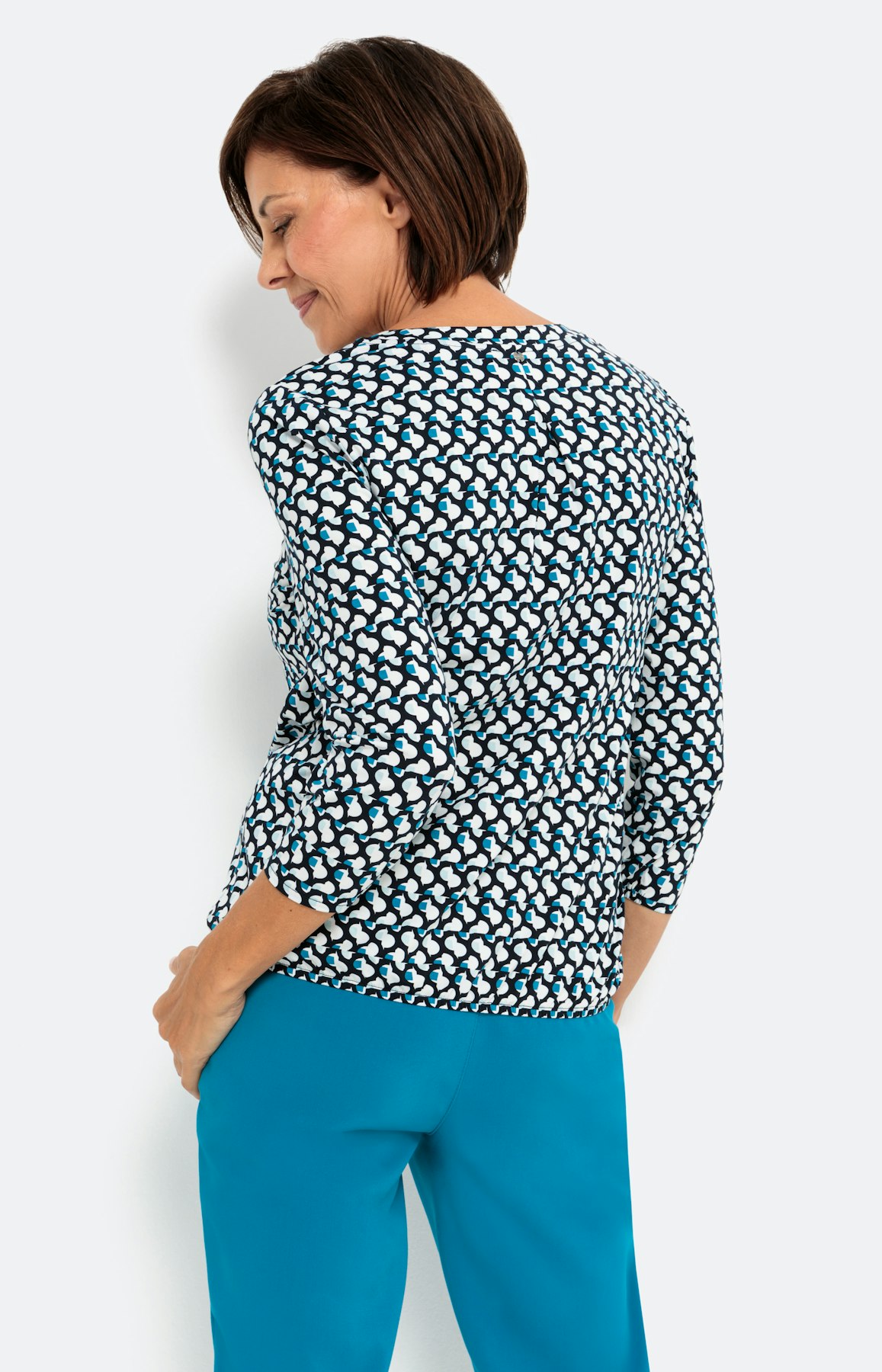 Shirt met 3/4-mouwen en V-hals