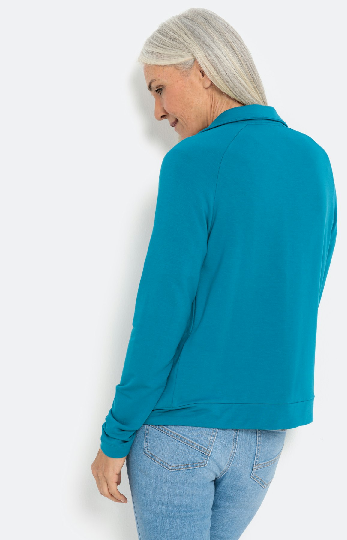 Sweatvest met hoge kraag en lange mouwen