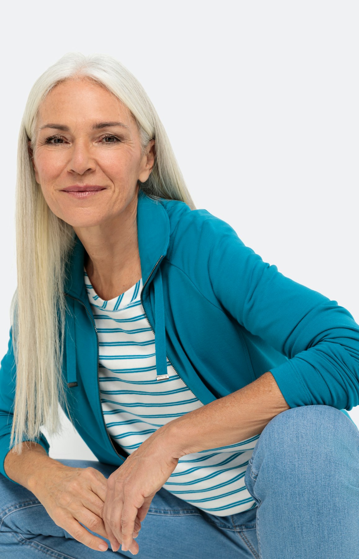 Sweatvest met hoge kraag en lange mouwen