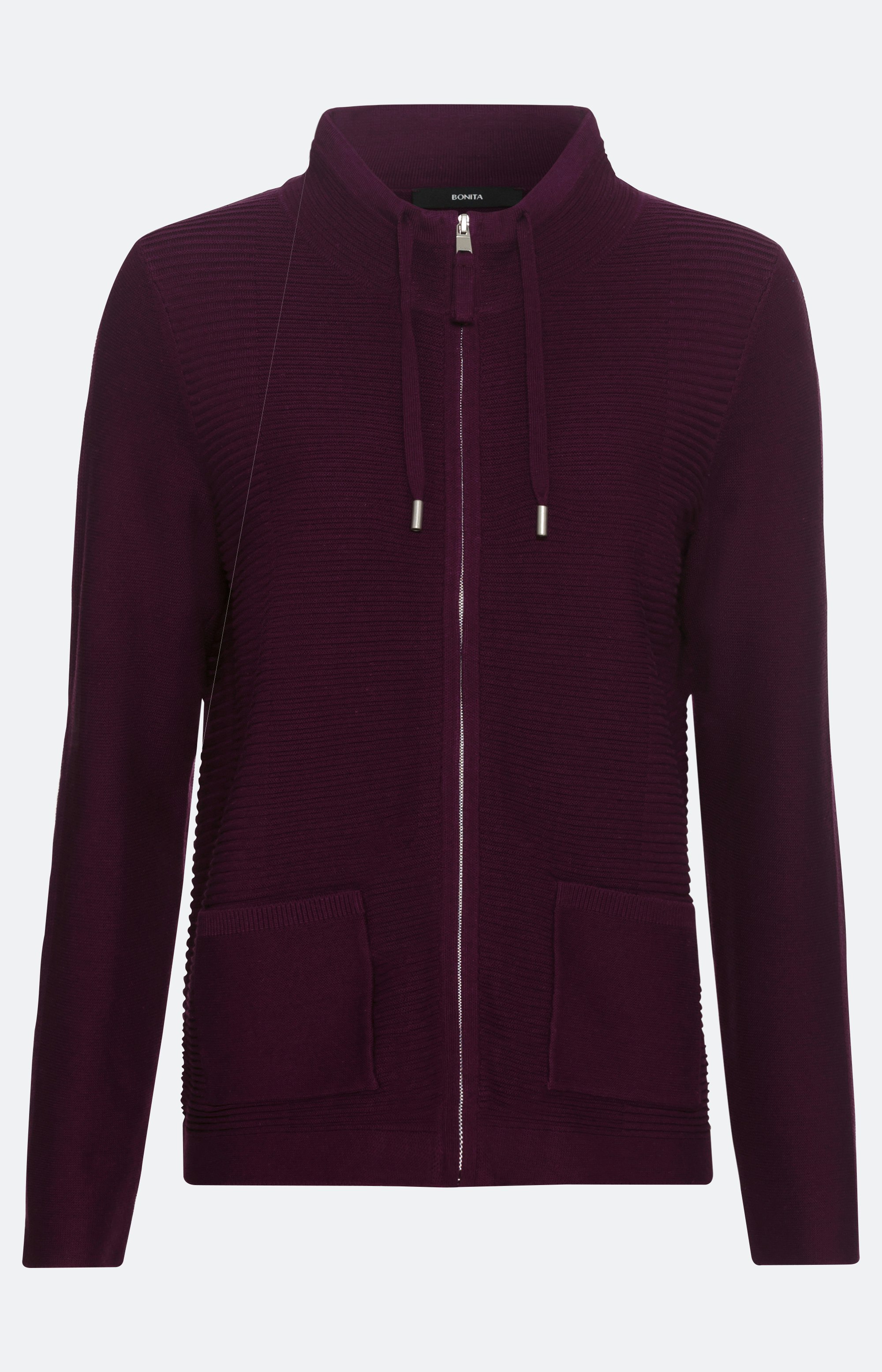 Langärmliger Cardigan mit Stehkragen und Taschen – Bonita