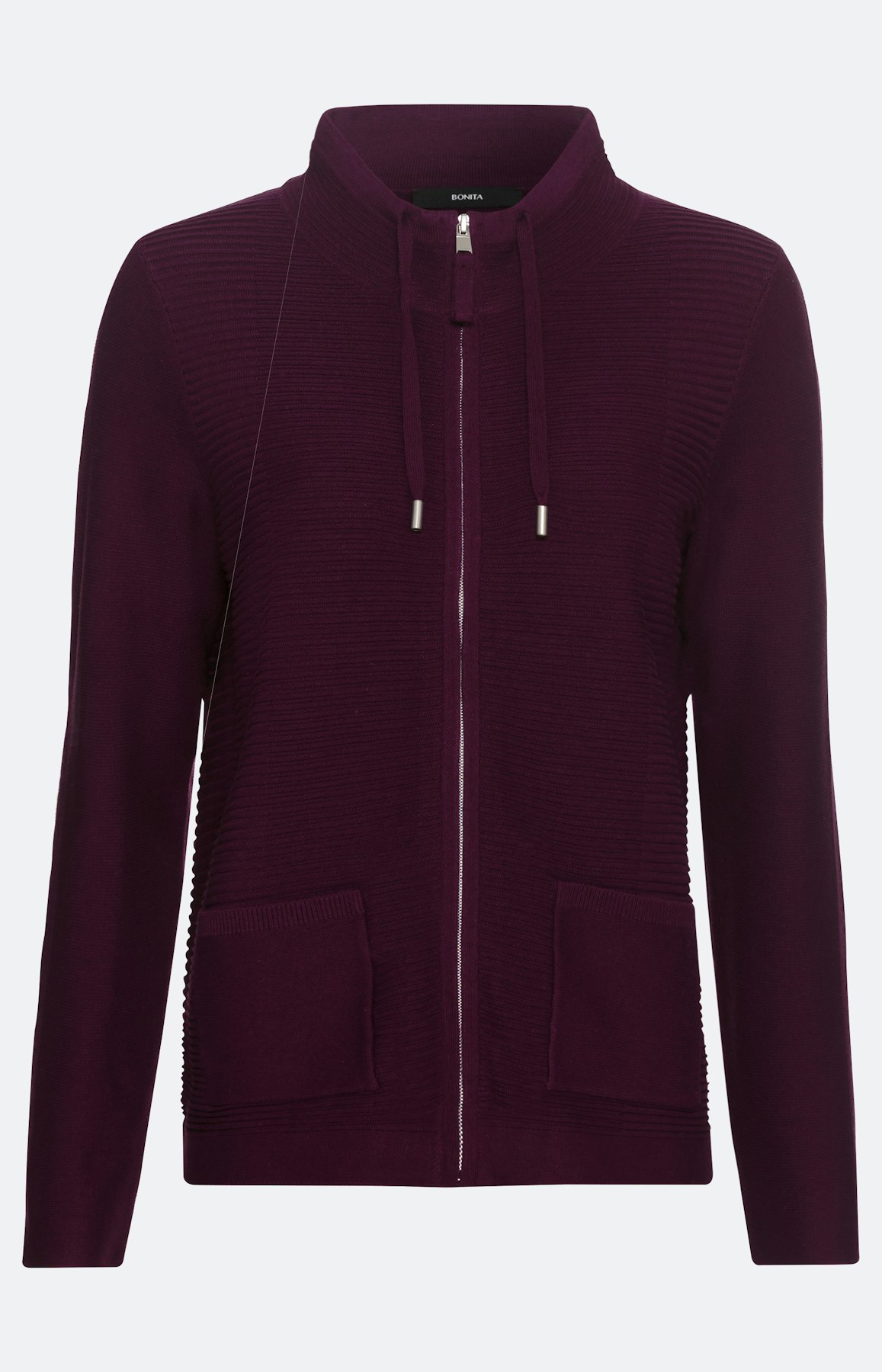 Langarm-Strickjacke mit Stehkragen