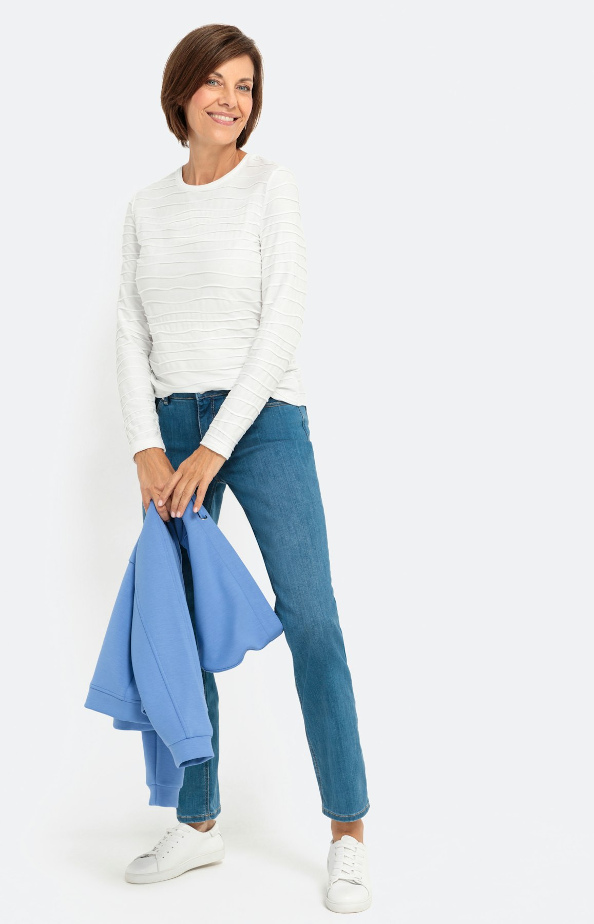 T-Shirt "Welle" mit 1/1 Arm, weiß