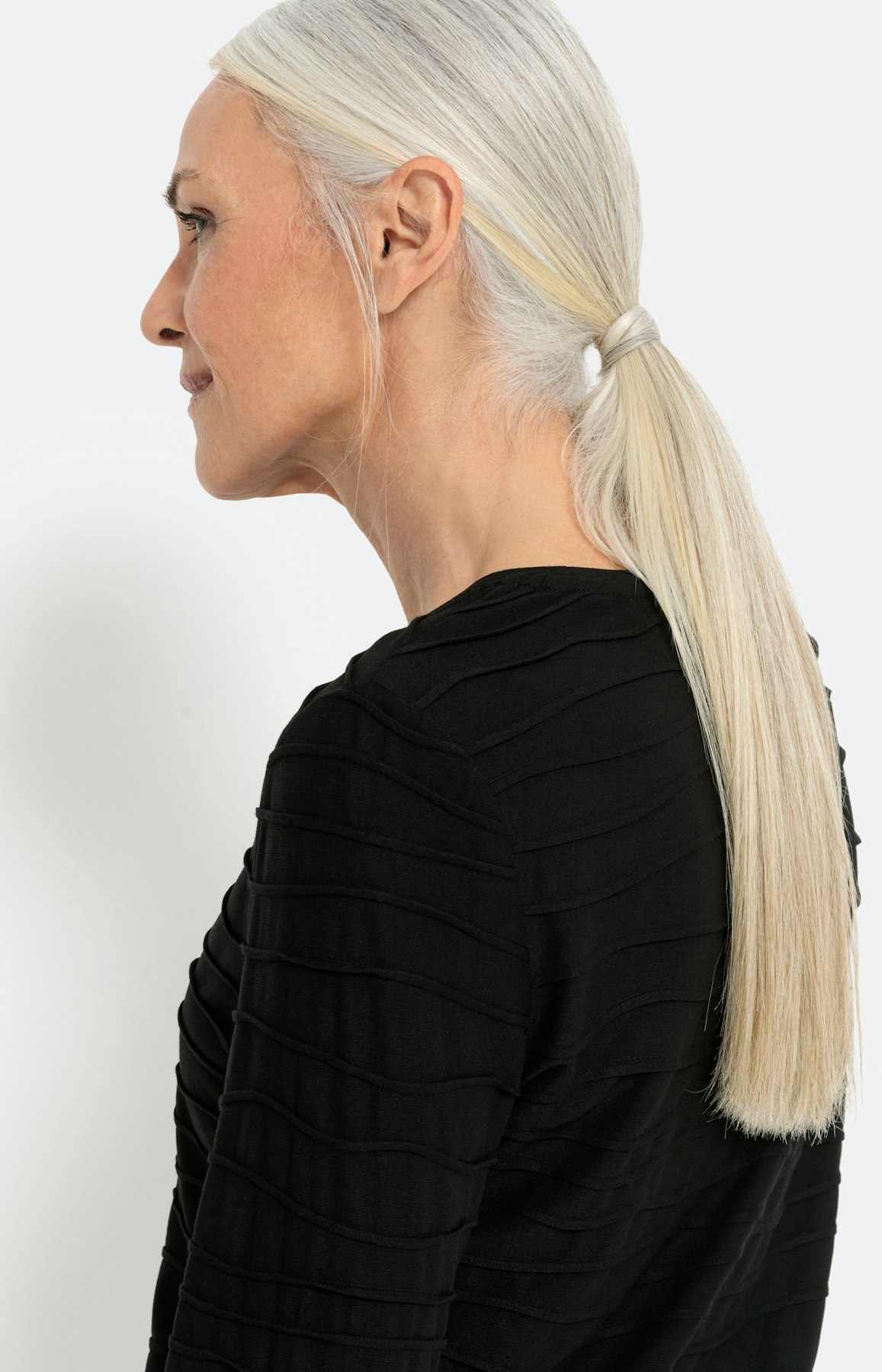 T-Shirt "Welle" mit 1/1 Arm, schwarz