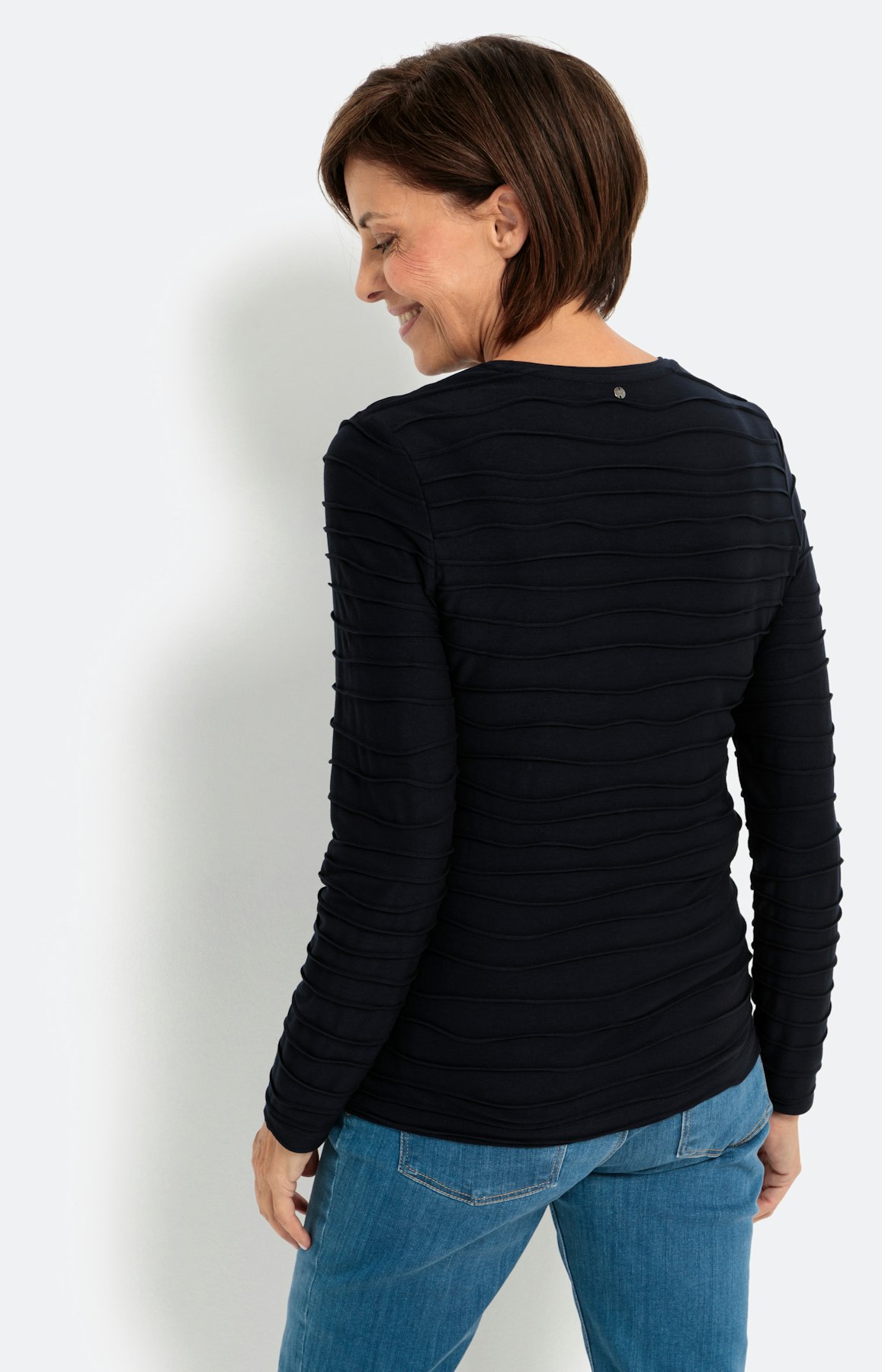 T-shirt "wave" met 1/1 mouwen, navy