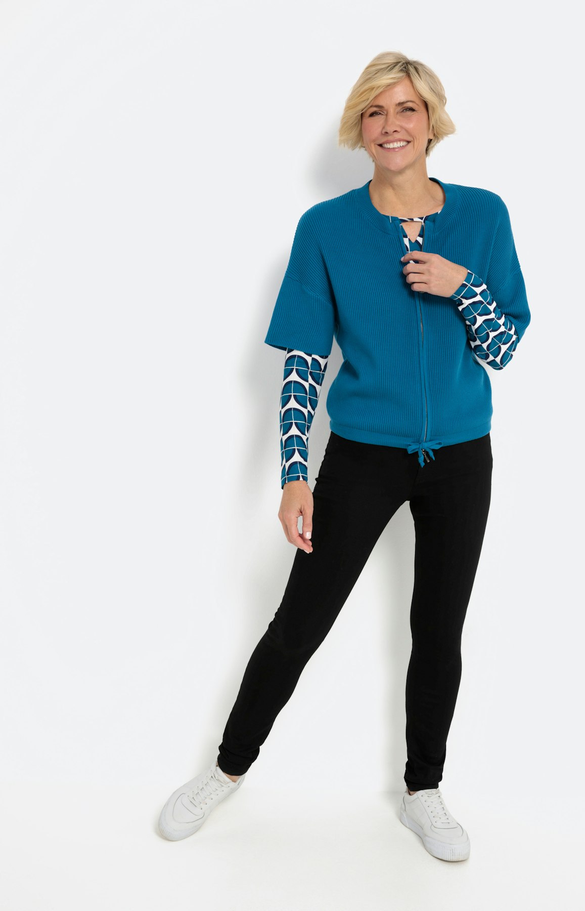 Weiter Cardigan mit 3/4-Ärmel