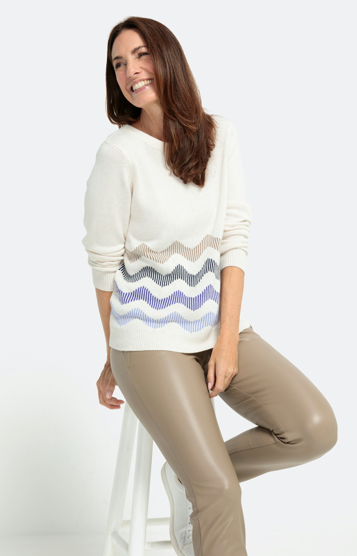 Langarm Pullover mit Jacquardmuster