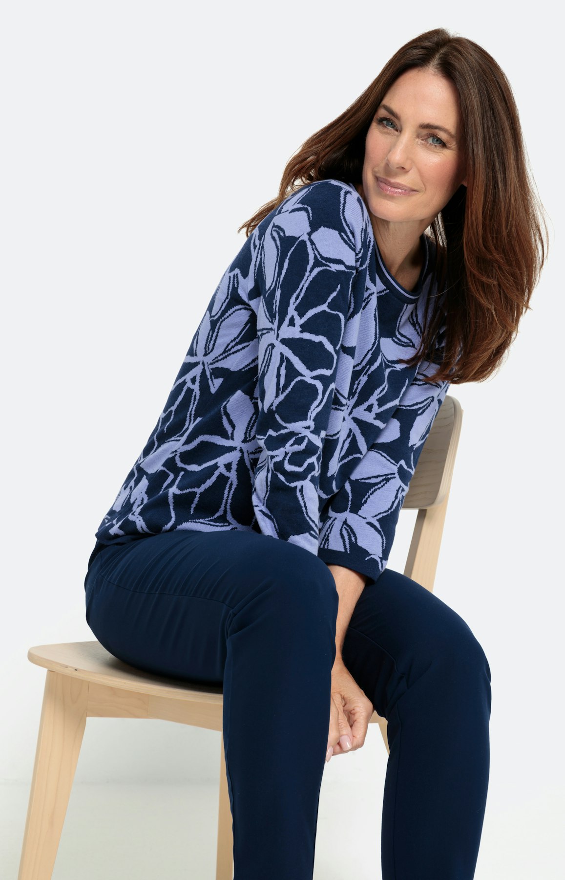 Jacquardpullover mit 3/4-Arm