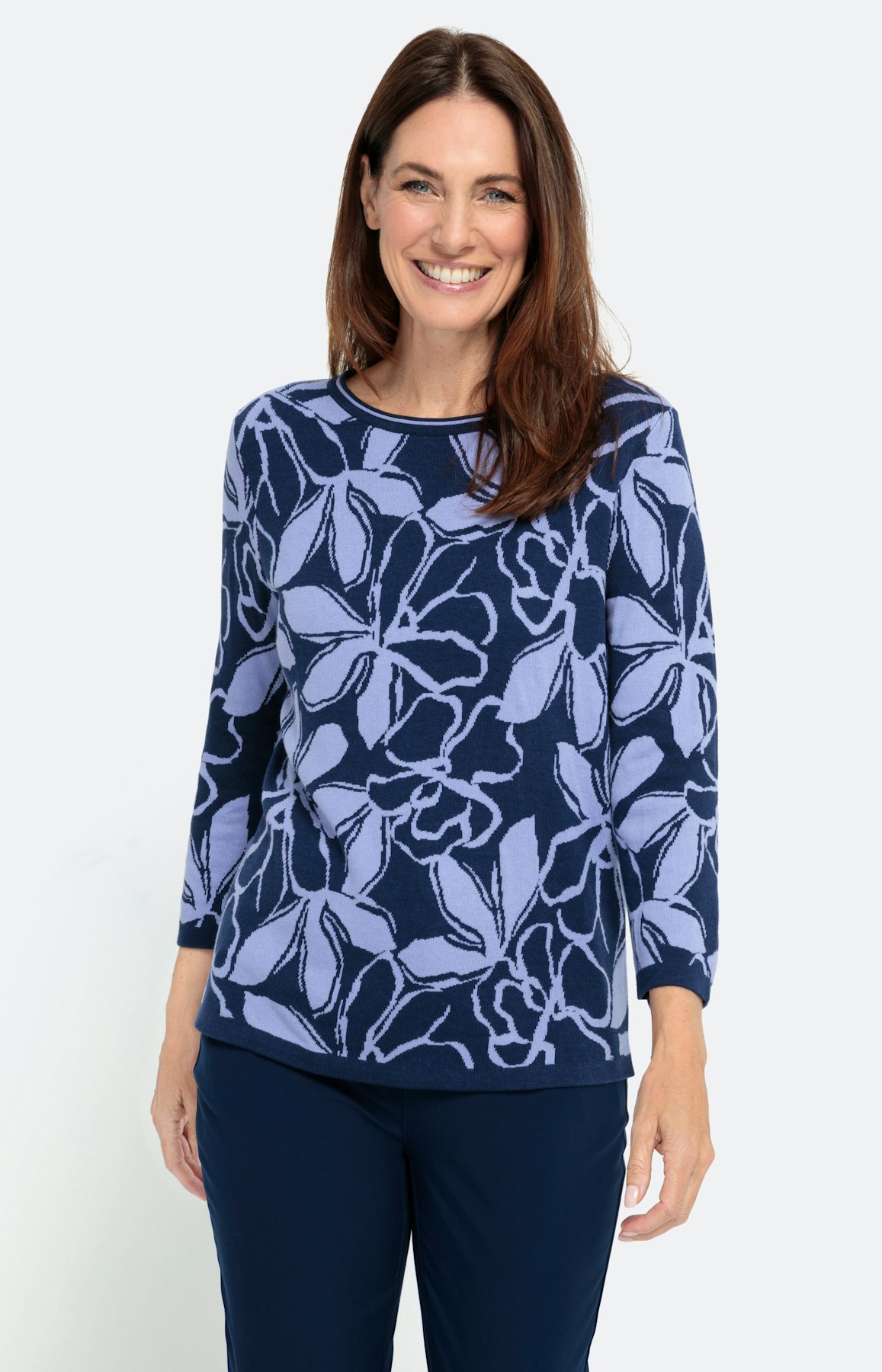 Jacquardpullover mit 3/4-Arm