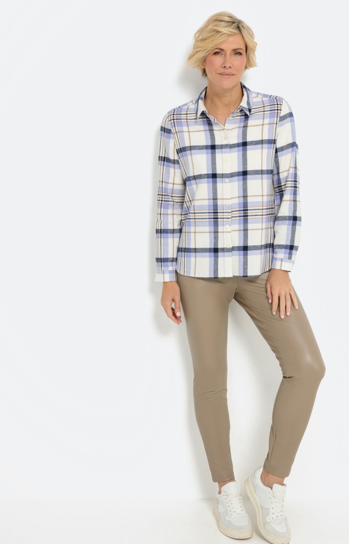 Geruite blouse met lange mouwen