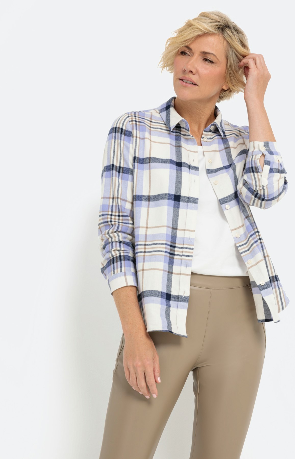 Geruite blouse met lange mouwen