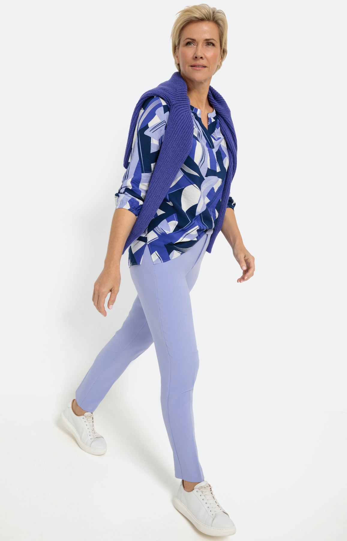 Gemusterte Bluse mit 3/4-Ärmel