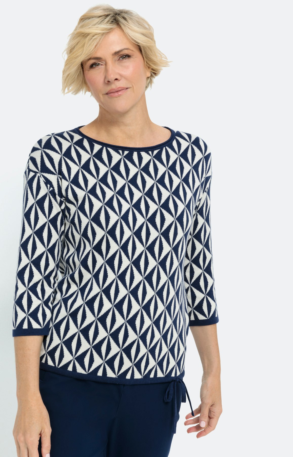 Gemusterter Pullover mit 3/4-Ärmel