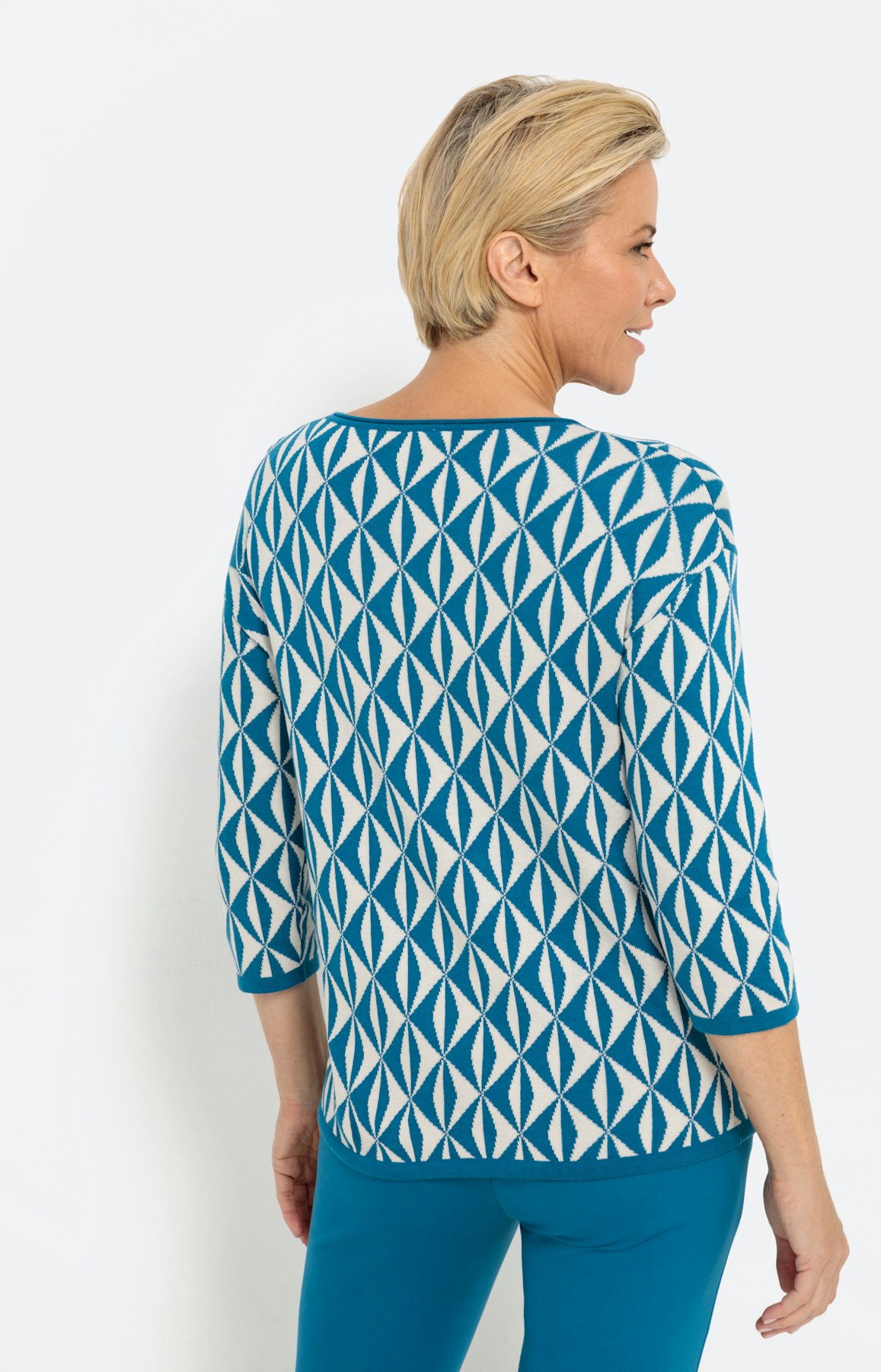 Jacquardpullover mit 3/4-Arm