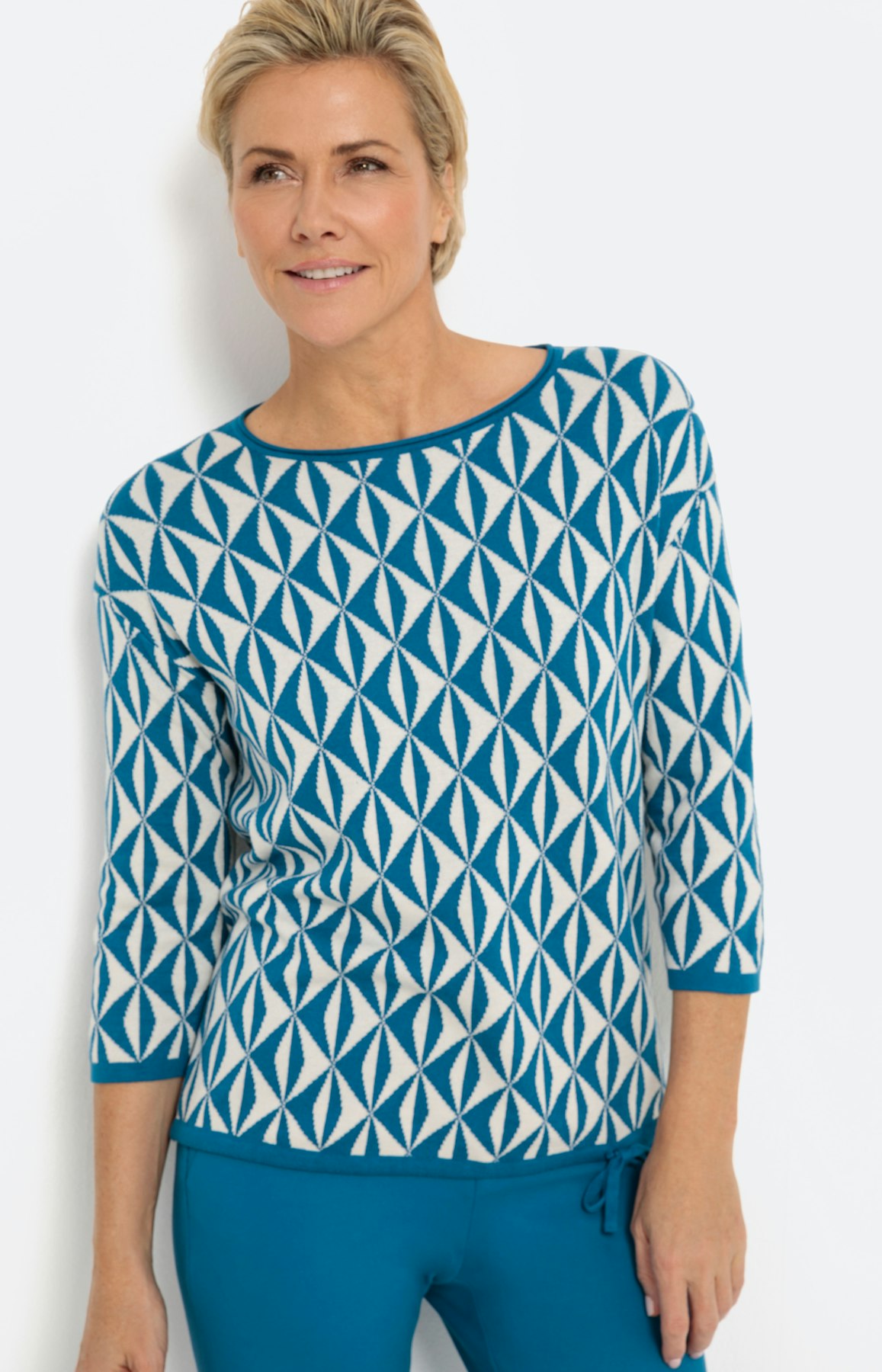 Jacquardpullover mit 3/4-Arm