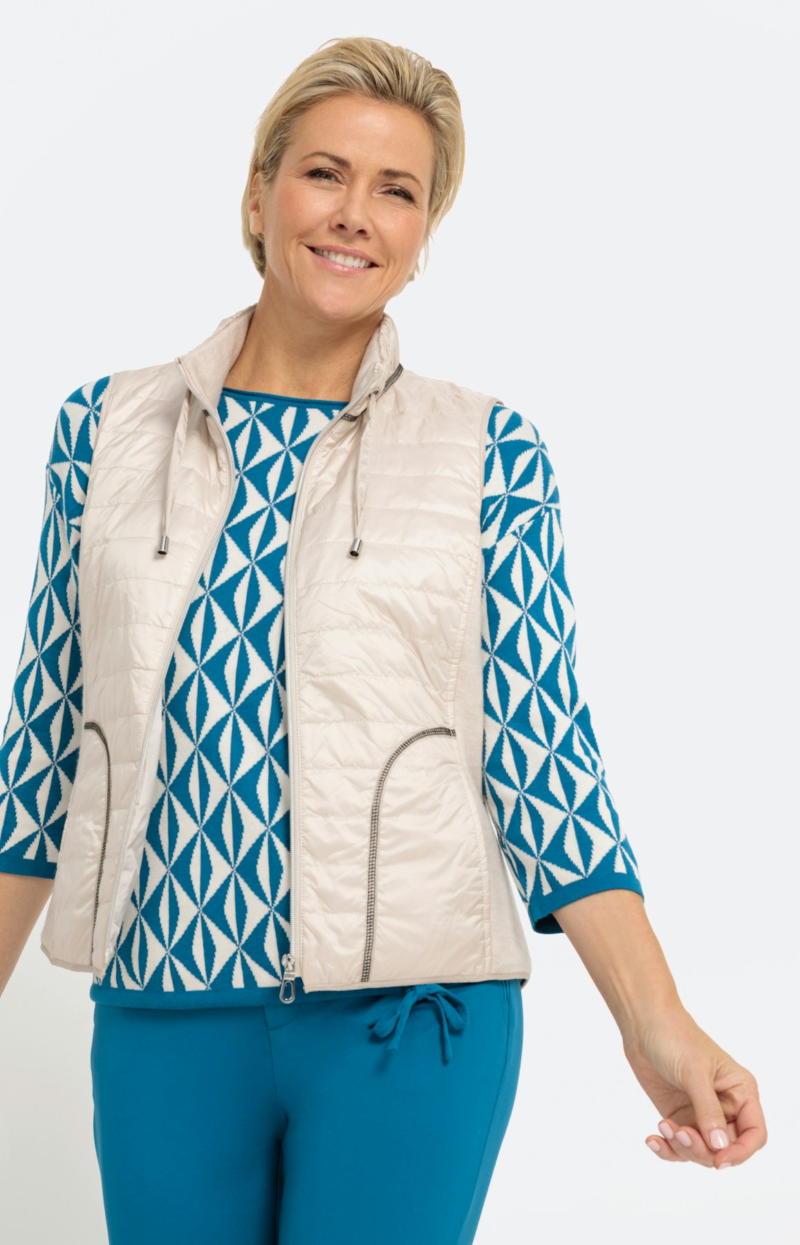 Jacquardpullover mit 3/4-Arm