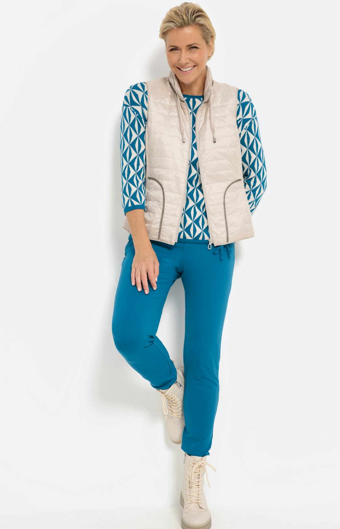 Jacquardpullover mit 3/4-Arm