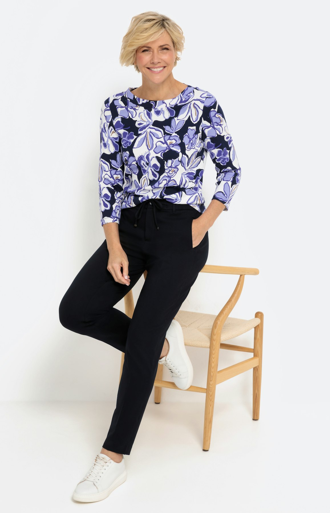 Gemustertes Shirt mit 3/4-Ärmel