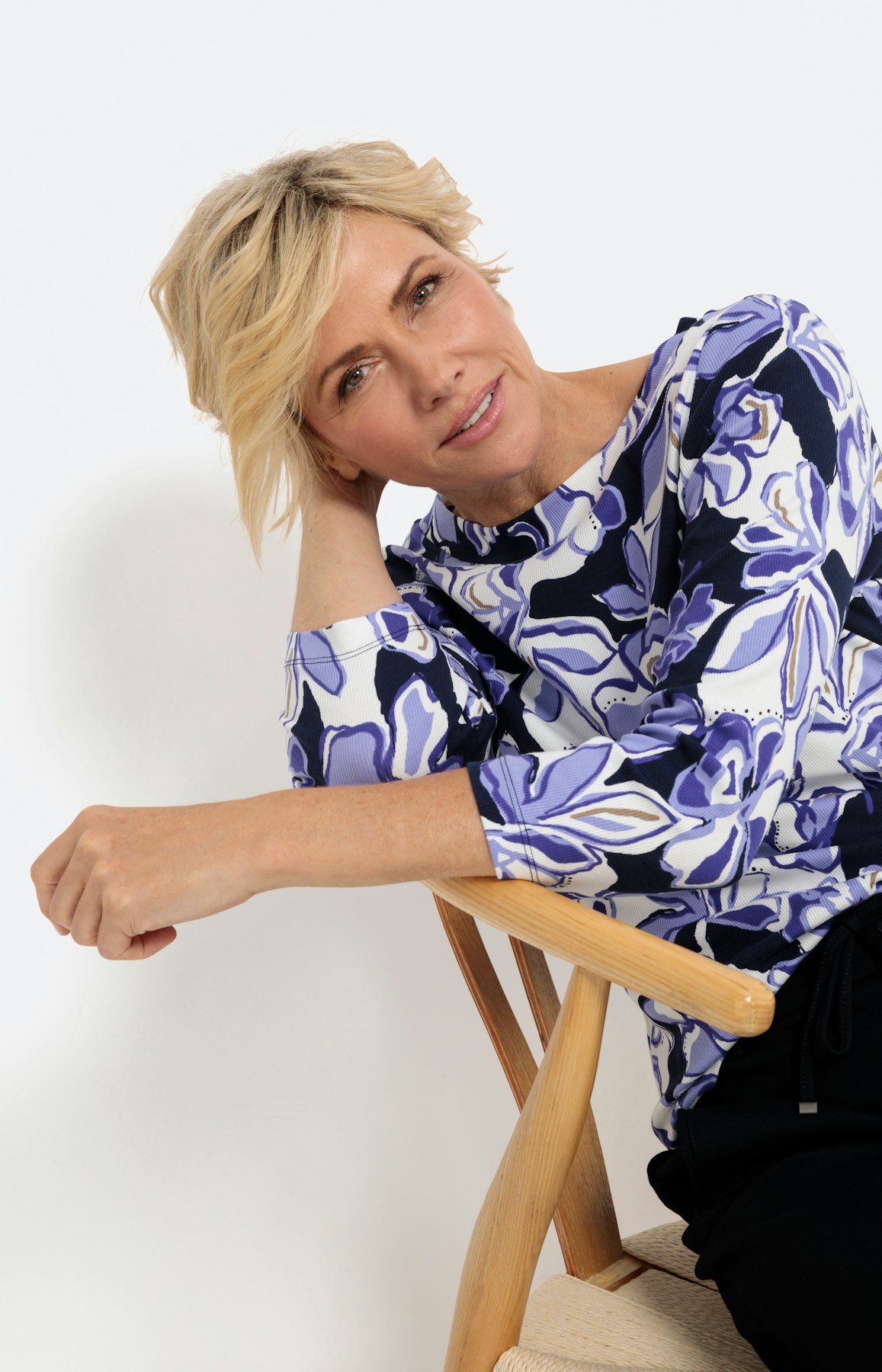 Gemustertes Shirt mit 3/4-Ärmel