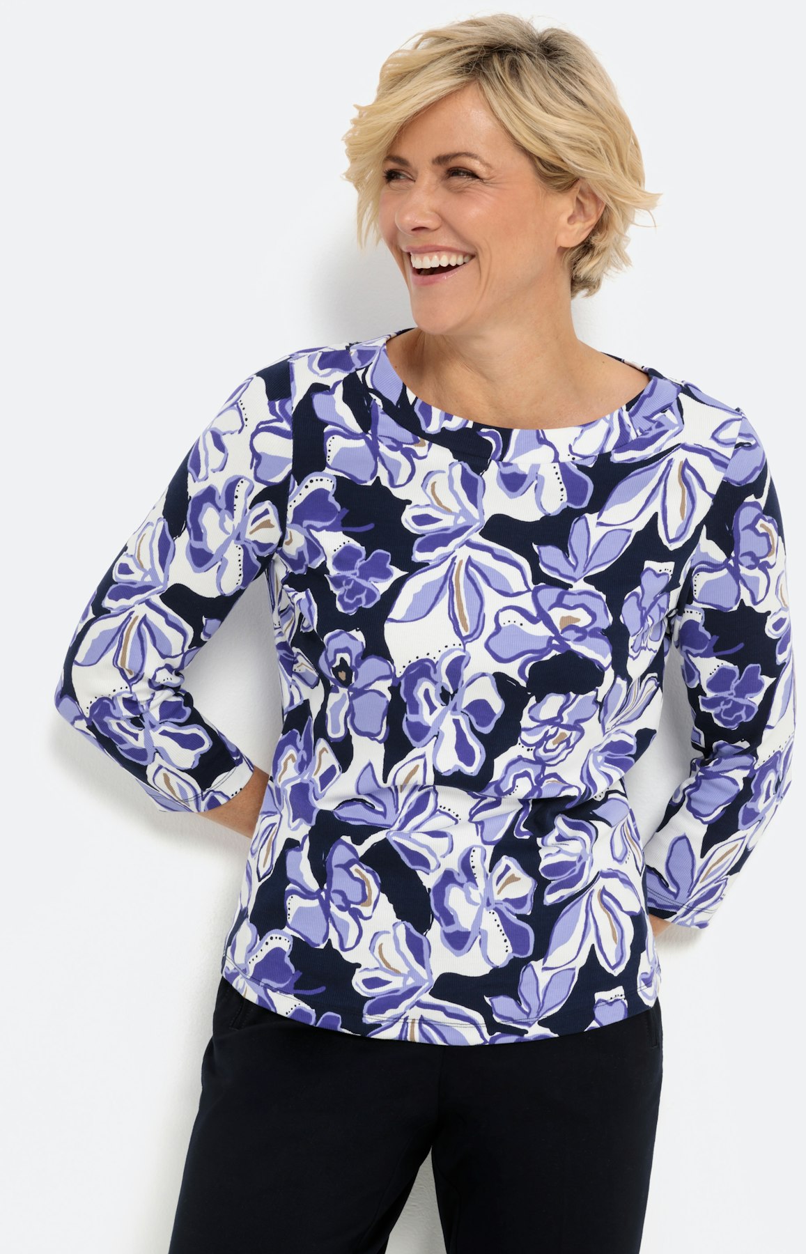 Gemustertes Shirt mit 3/4-Ärmel