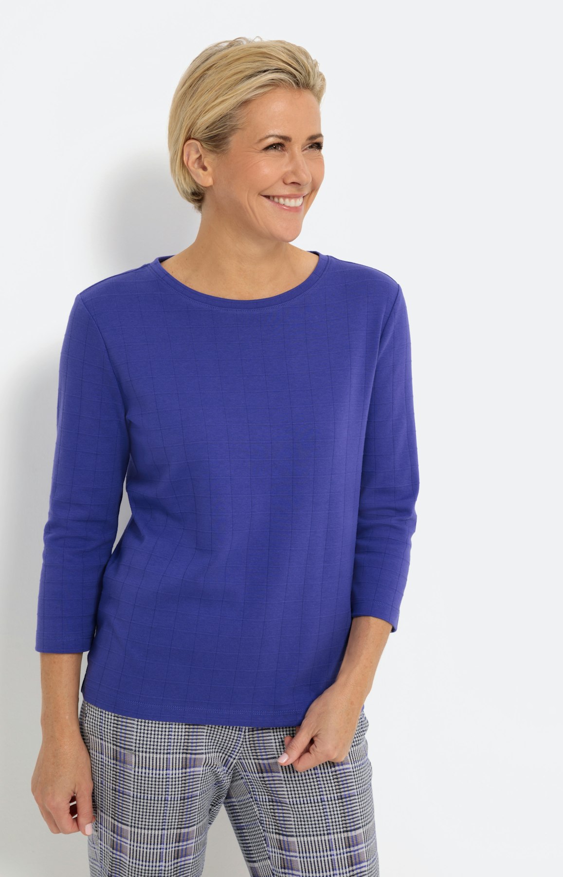 Shirt mit 3/4-Ärmel und Struktur