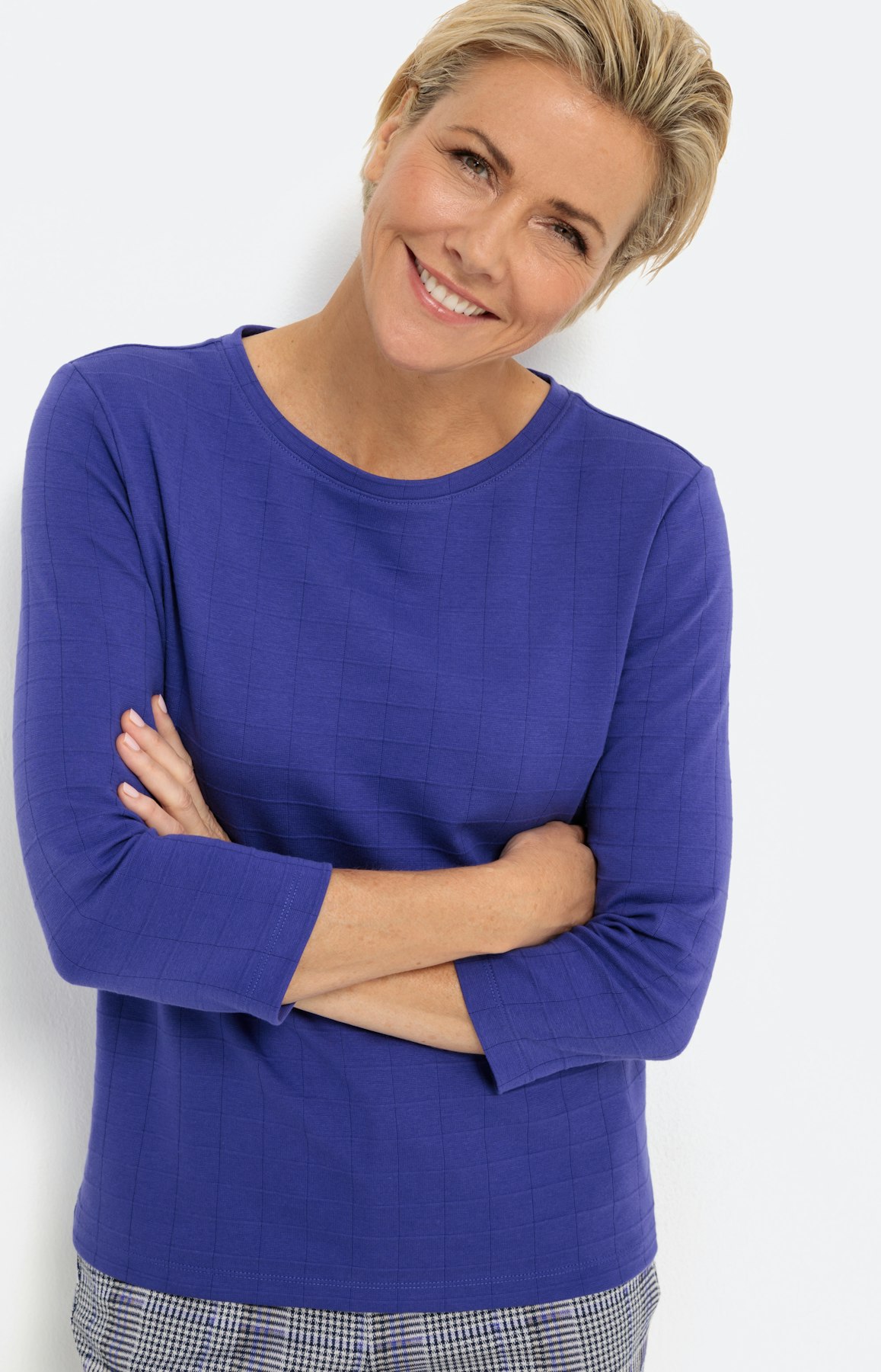 Shirt mit 3/4-Ärmel und Struktur