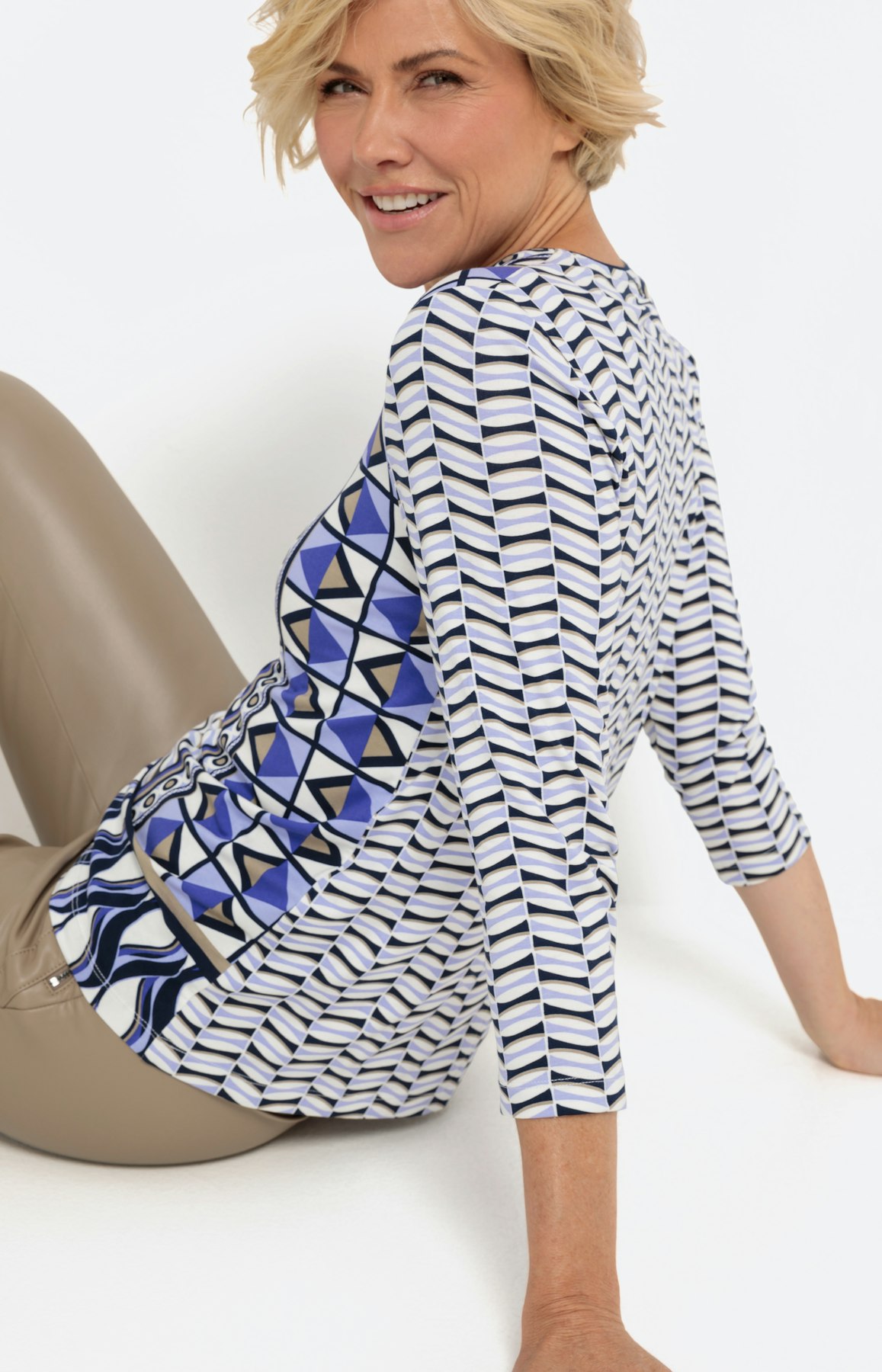 Shirt in patchdesign met 3/4-mouwen