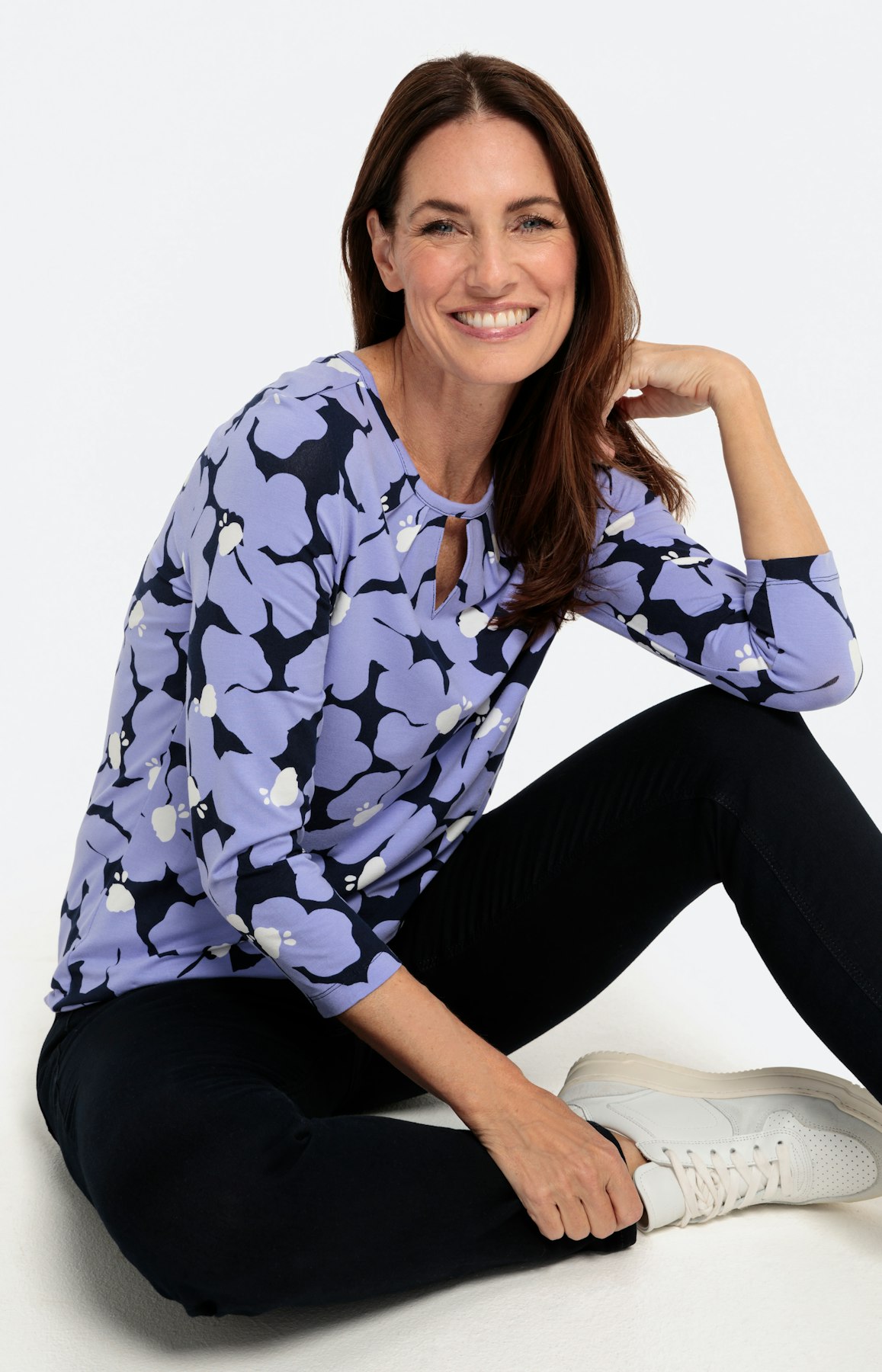 Gebloemd shirt met 3/4-mouwen